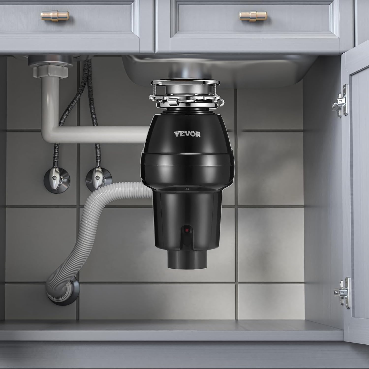 image:imageVEVOR Food Waste Garbage Disposal 34HP 1500RPM AC Motor Continuous Feed Kitchen Sink Garbage Disposer 3Bolt Mount Food Waste Grinding System with Splash Guard amp Power Cord for Kitchens12 HP 3450RPM