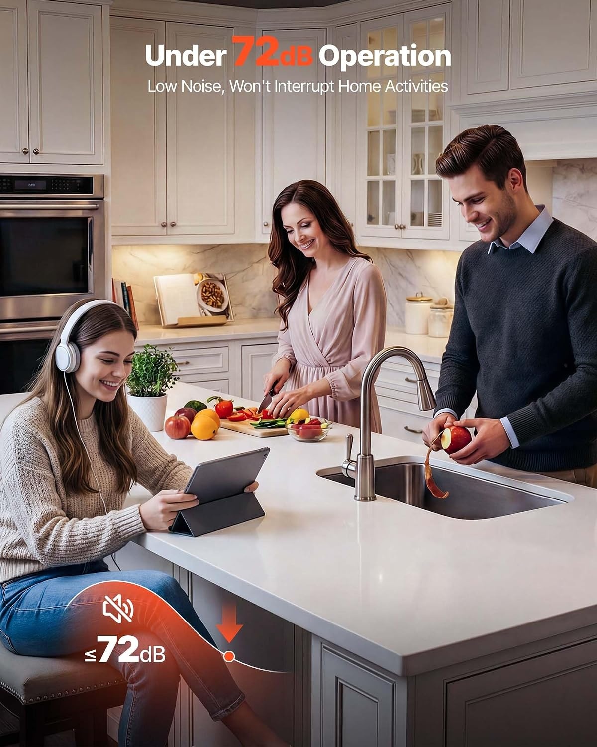 image:imageVEVOR Food Waste Garbage Disposal 34HP 1500RPM AC Motor Continuous Feed Kitchen Sink Garbage Disposer 3Bolt Mount Food Waste Grinding System with Splash Guard amp Power Cord for Kitchens1HP 3700RPM