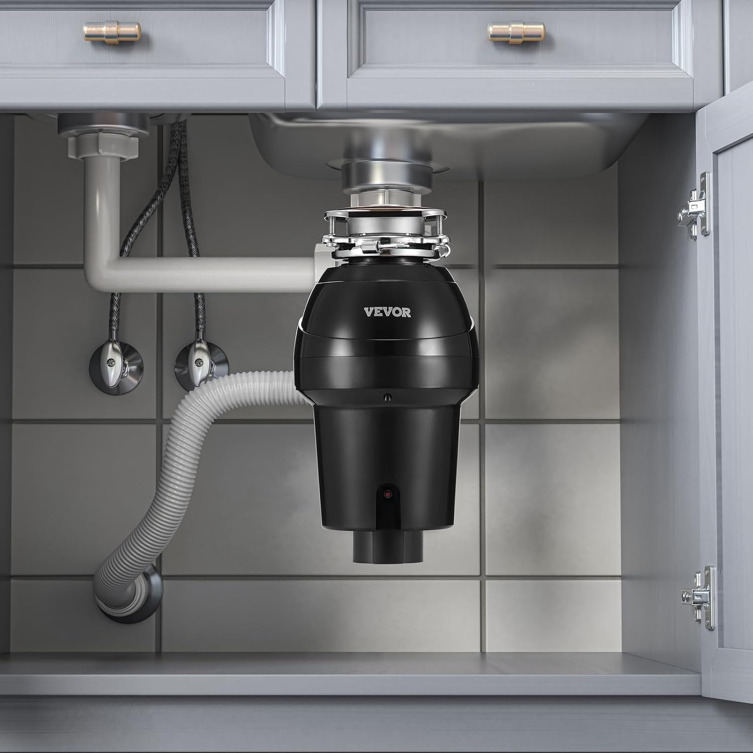 image:imageVEVOR Food Waste Garbage Disposal 34HP 1500RPM AC Motor Continuous Feed Kitchen Sink Garbage Disposer 3Bolt Mount Food Waste Grinding System with Splash Guard amp Power Cord for Kitchens125HP 3360RPM