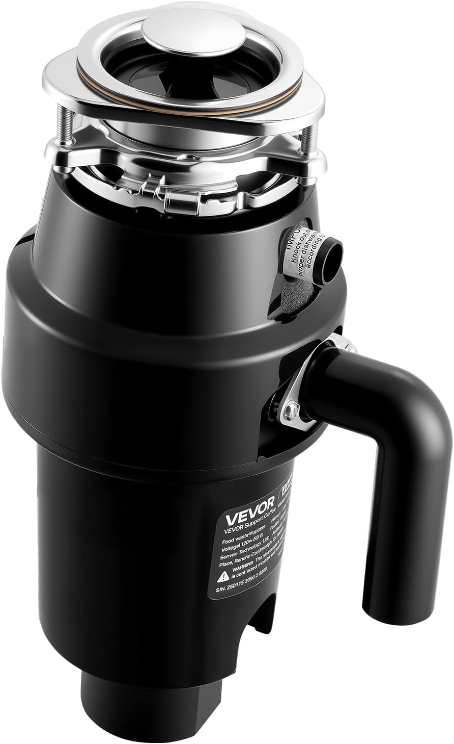 image:imageVEVOR Food Waste Garbage Disposal 34HP 1500RPM AC Motor Continuous Feed Kitchen Sink Garbage Disposer 3Bolt Mount Food Waste Grinding System with Splash Guard amp Power Cord for Kitchens1HP 3700RPM