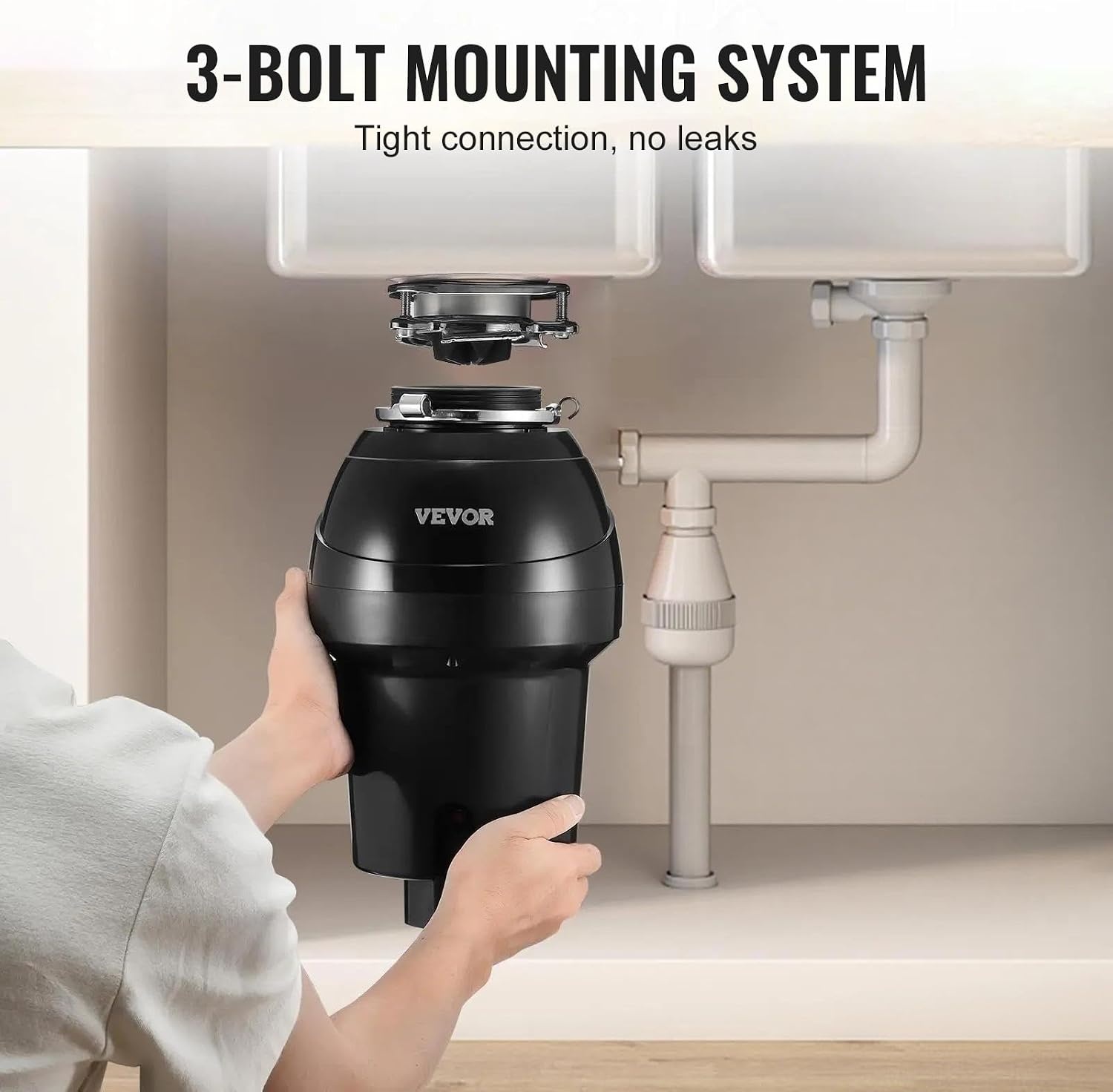 image:imageVEVOR Food Waste Garbage Disposal 34HP 1500RPM AC Motor Continuous Feed Kitchen Sink Garbage Disposer 3Bolt Mount Food Waste Grinding System with Splash Guard amp Power Cord for Kitchens125HP 3360RPM