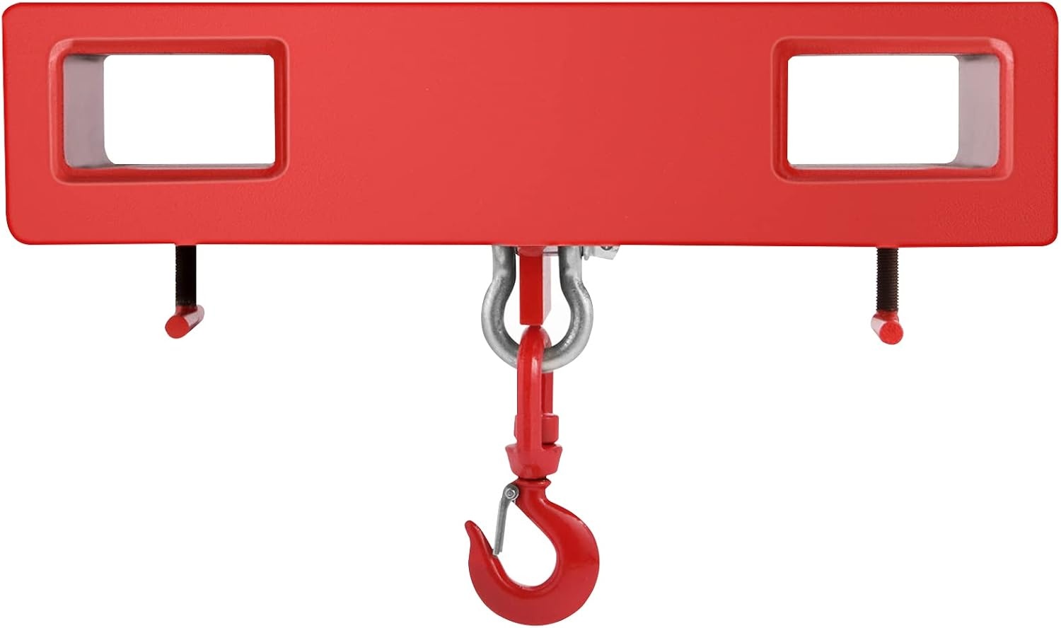 image:imageVEVOR Forklift Lifting Hook 4400lbs Capacity Forklift Lifting Hoist Red Forklift Mobile Crane with Swivel Hook and Two Large TScrews Hook Forklift Lifting Hoist Fork Lifting Attachment4400 LBS