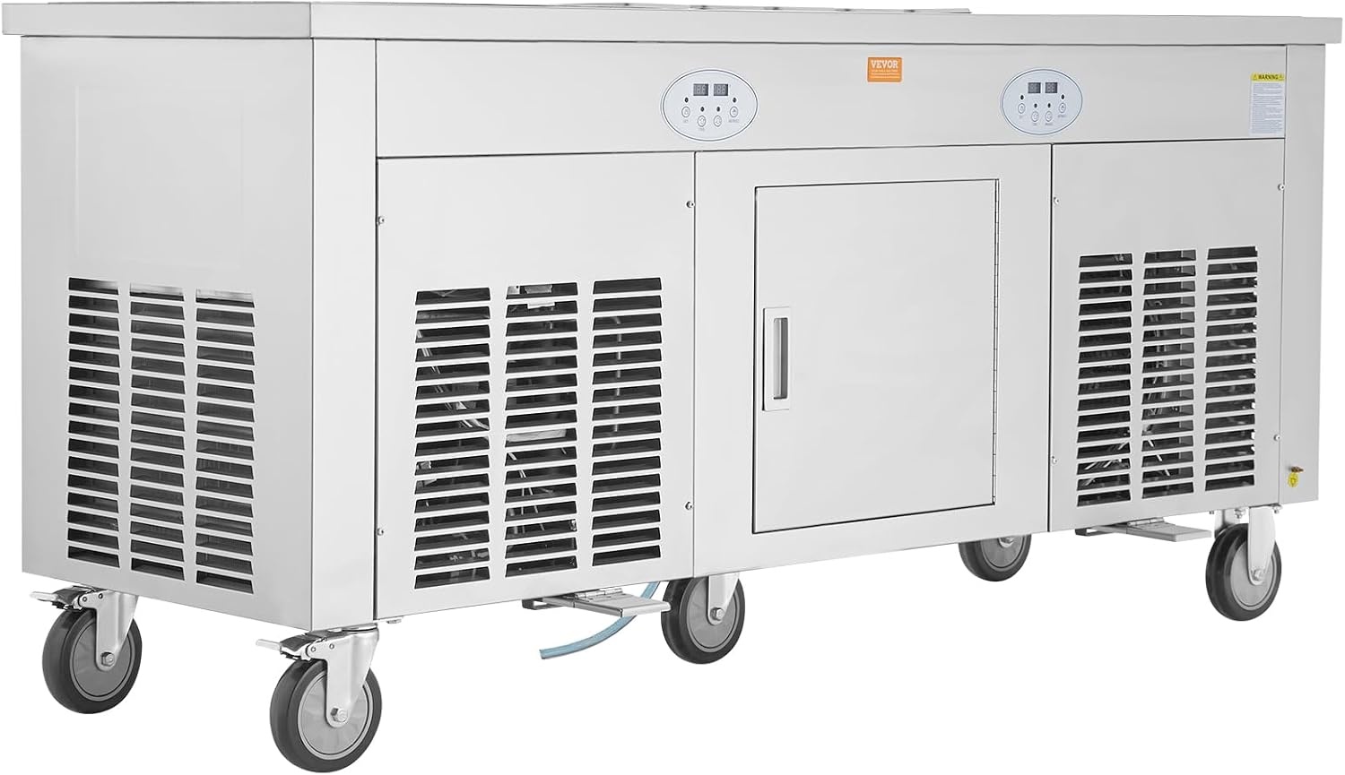 image:imageVEVOR Fried Ice Cream Roll Machine Stainless Steel Commercial Rolled Ice Cream Maker with Compressor and 4 Scrapers2Pcs 177 x 177 Square StirFried Ice Cream Pans for Frozen YogurtIce Cream2100Wdouble pans