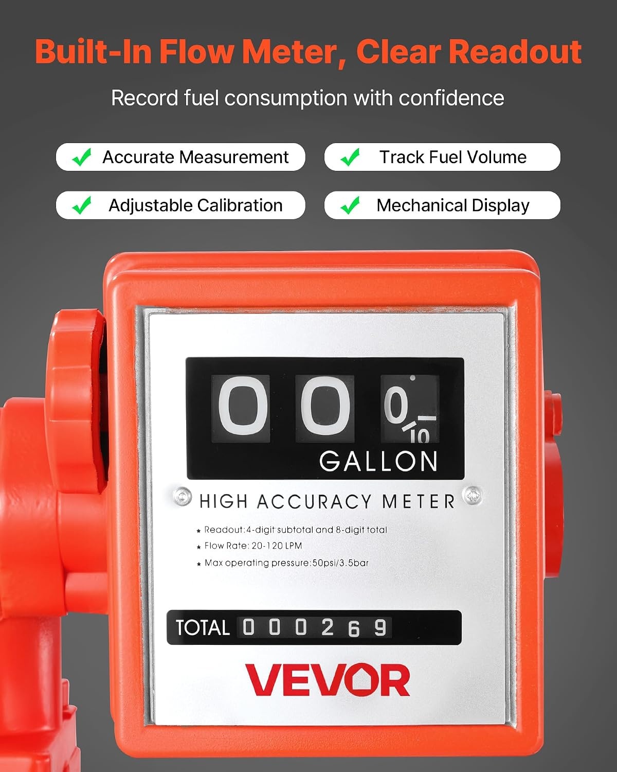 image:imageVEVOR Fuel Transfer Pump 110V 15 GPM 57 Lmin AC Electric Oil Transfer Pump 8 ft24 m Max Suction Lift 37 ft1128 m Max Lift Overheat Protection for Gasoline Diesel Kerosene Biodiesel Ethanol110V 20GPM with Meter