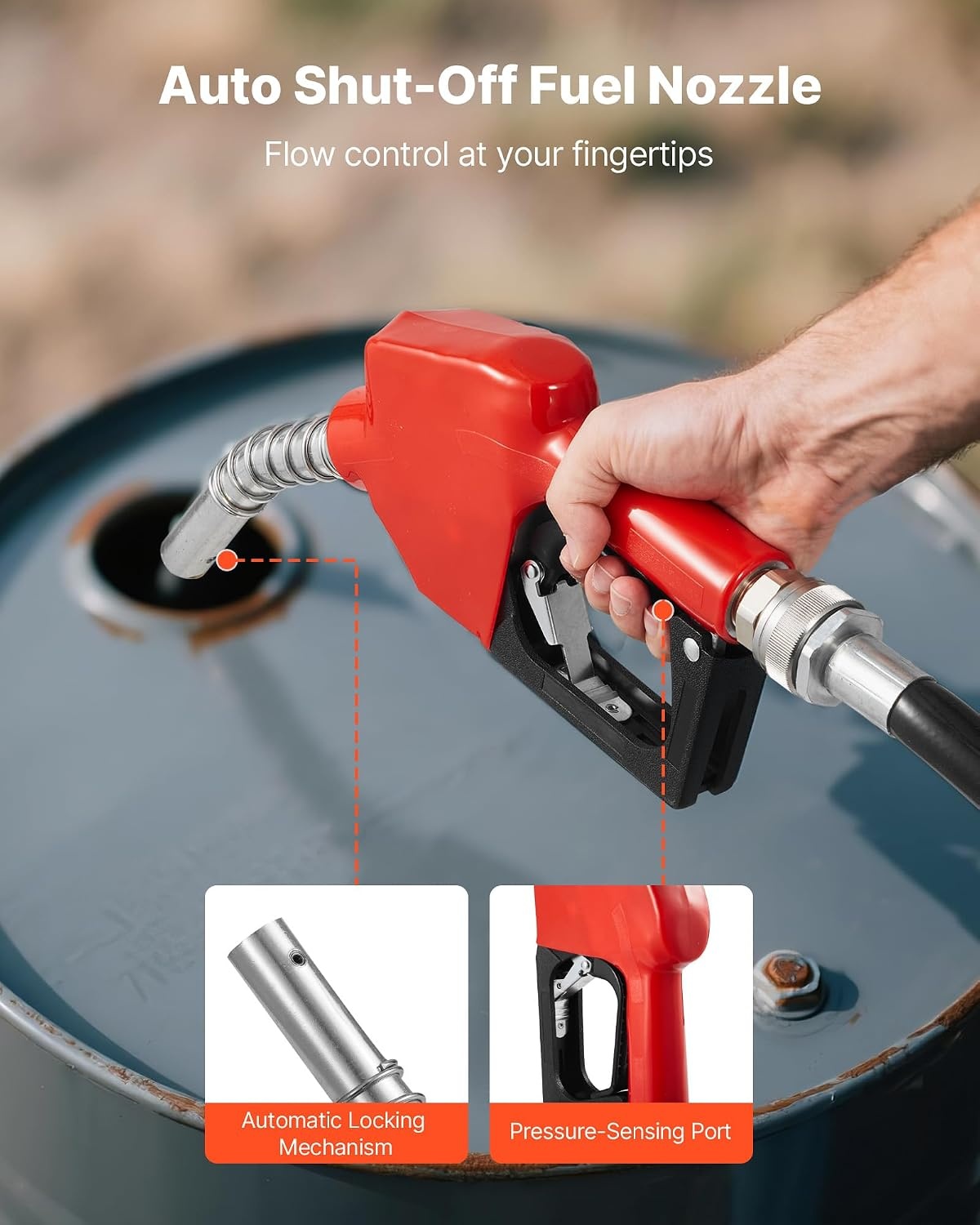 image:imageVEVOR Fuel Transfer Pump 110V 15 GPM 57 Lmin AC Electric Oil Transfer Pump 8 ft24 m Max Suction Lift 37 ft1128 m Max Lift Overheat Protection for Gasoline Diesel Kerosene Biodiesel Ethanol110V 15GPM with Accessories