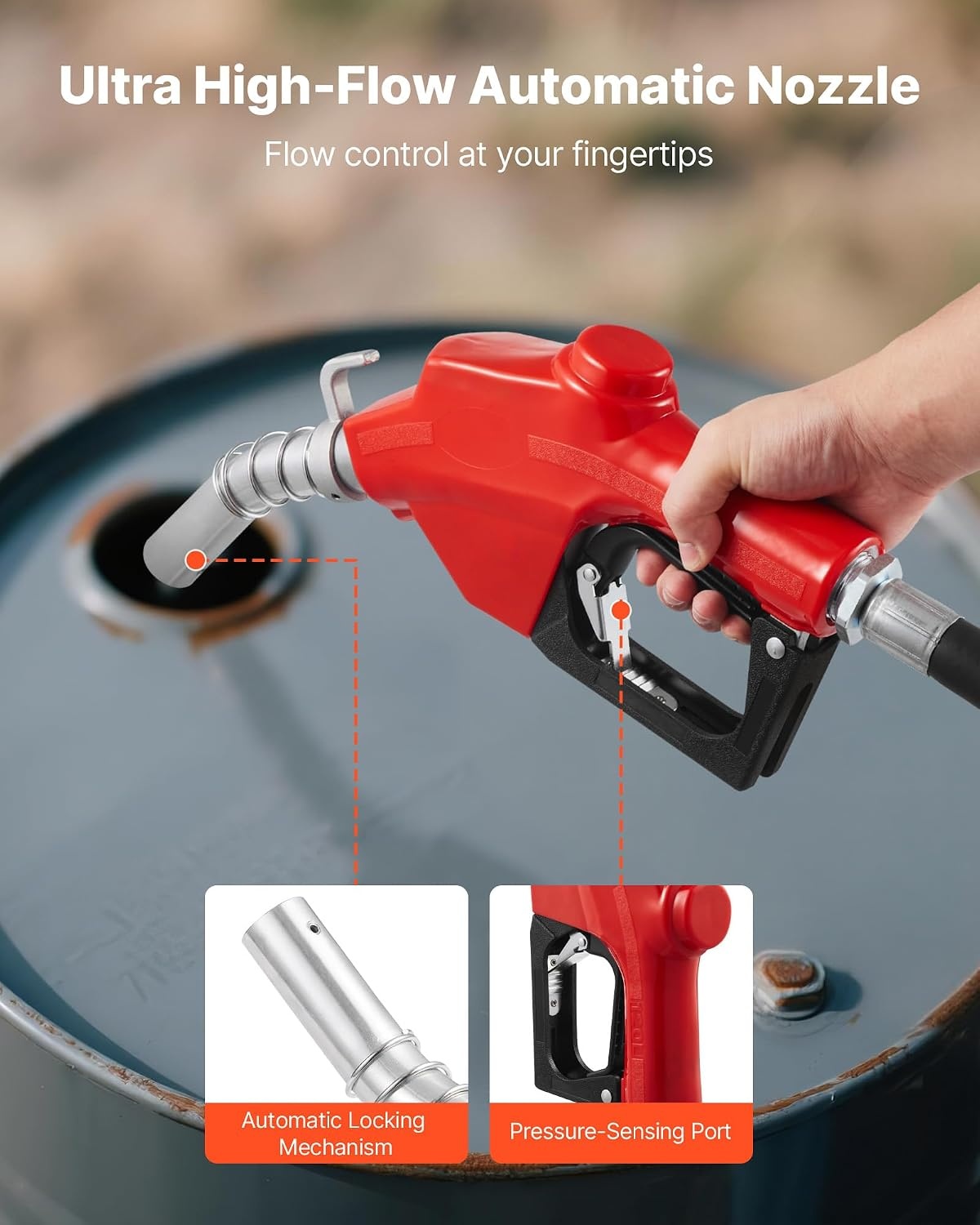 image:imageVEVOR Fuel Transfer Pump 110V 15 GPM 57 Lmin AC Electric Oil Transfer Pump 8 ft24 m Max Suction Lift 37 ft1128 m Max Lift Overheat Protection for Gasoline Diesel Kerosene Biodiesel Ethanol110V 20GPM with Meter