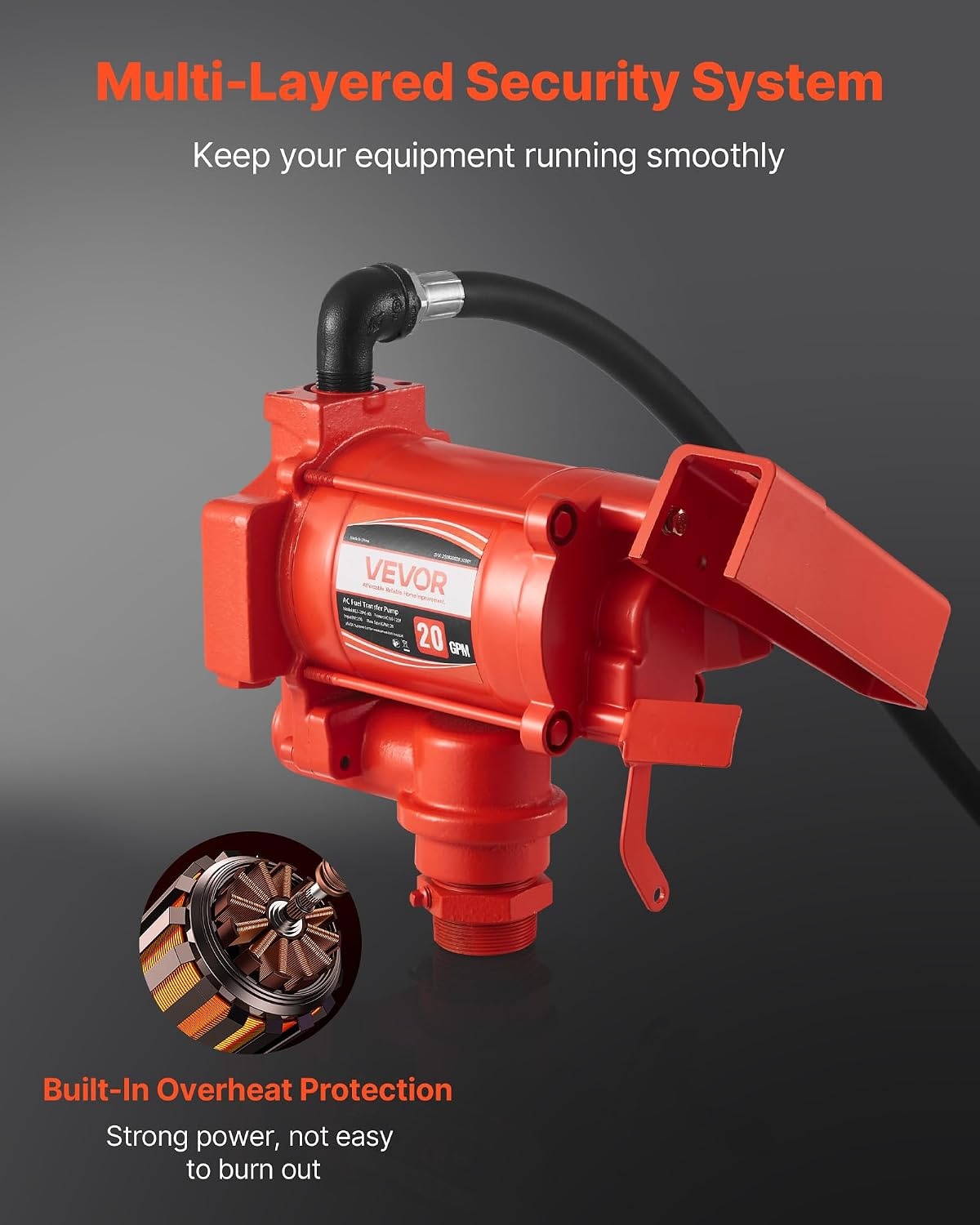 image:imageVEVOR Fuel Transfer Pump 110V 15 GPM 57 Lmin AC Electric Oil Transfer Pump 8 ft24 m Max Suction Lift 37 ft1128 m Max Lift Overheat Protection for Gasoline Diesel Kerosene Biodiesel Ethanol110V 20GPM with Accessories