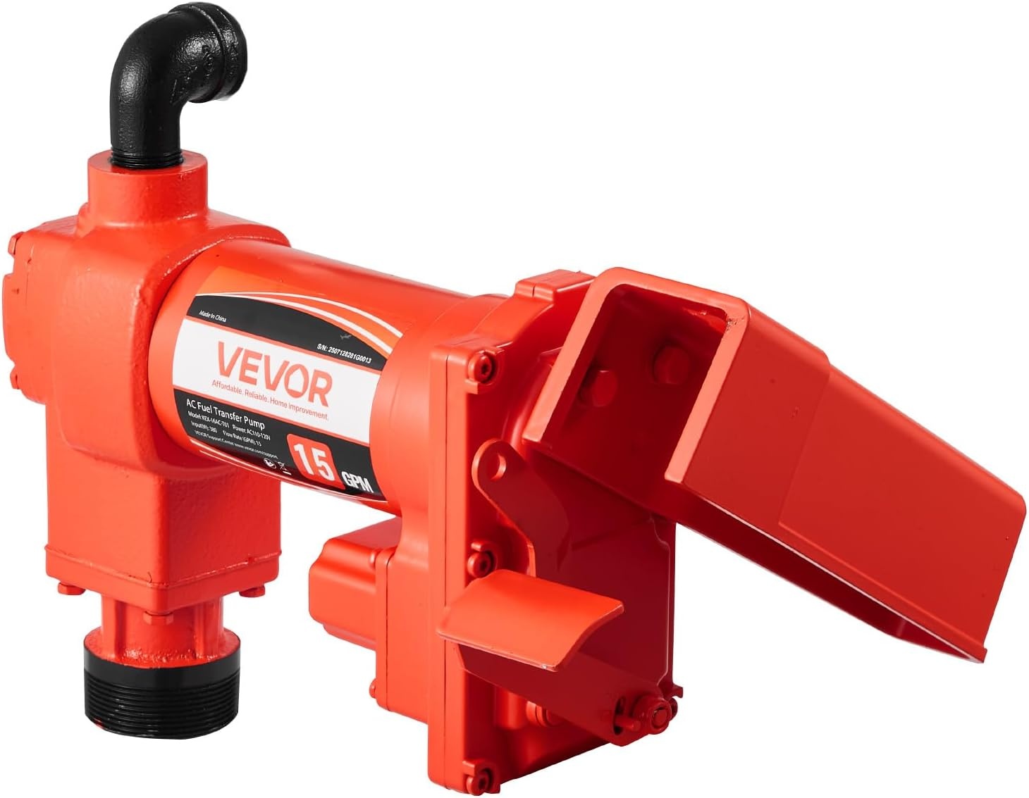 image:imageVEVOR Fuel Transfer Pump 110V 15 GPM 57 Lmin AC Electric Oil Transfer Pump 8 ft24 m Max Suction Lift 37 ft1128 m Max Lift Overheat Protection for Gasoline Diesel Kerosene Biodiesel Ethanol110V 15GPM with Accessories