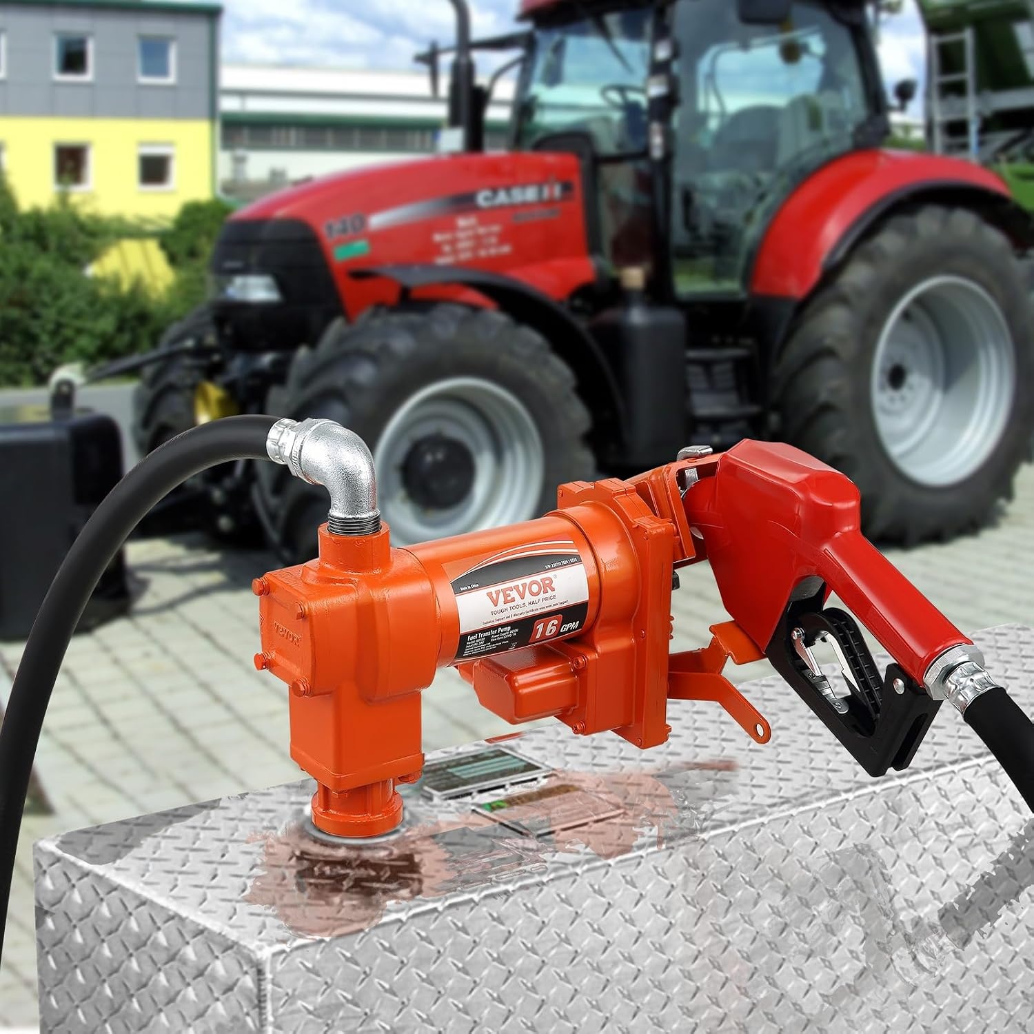 image:imageVEVOR Fuel Transfer Pump 12V DC 20 GPM 14 HP Gasoline Extractor Pump with Automatic Nozzle Discharge Hose amp Suction Pipe for Gasoline Diesel Kerosene Ethanol amp Methanol Blends and Biodiesel12V 16GPM with Accessories