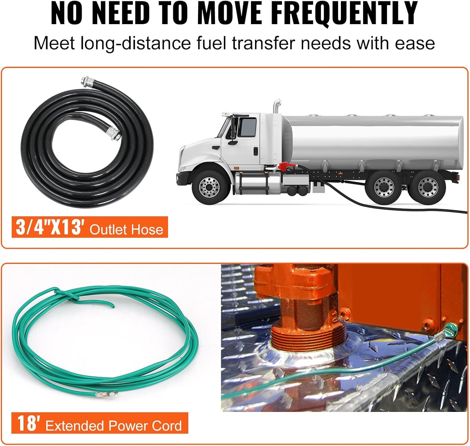 image:imageVEVOR Fuel Transfer Pump 12V DC 20 GPM 14 HP Gasoline Extractor Pump with Automatic Nozzle Discharge Hose amp Suction Pipe for Gasoline Diesel Kerosene Ethanol amp Methanol Blends and Biodiesel12V 16GPM with Accessories