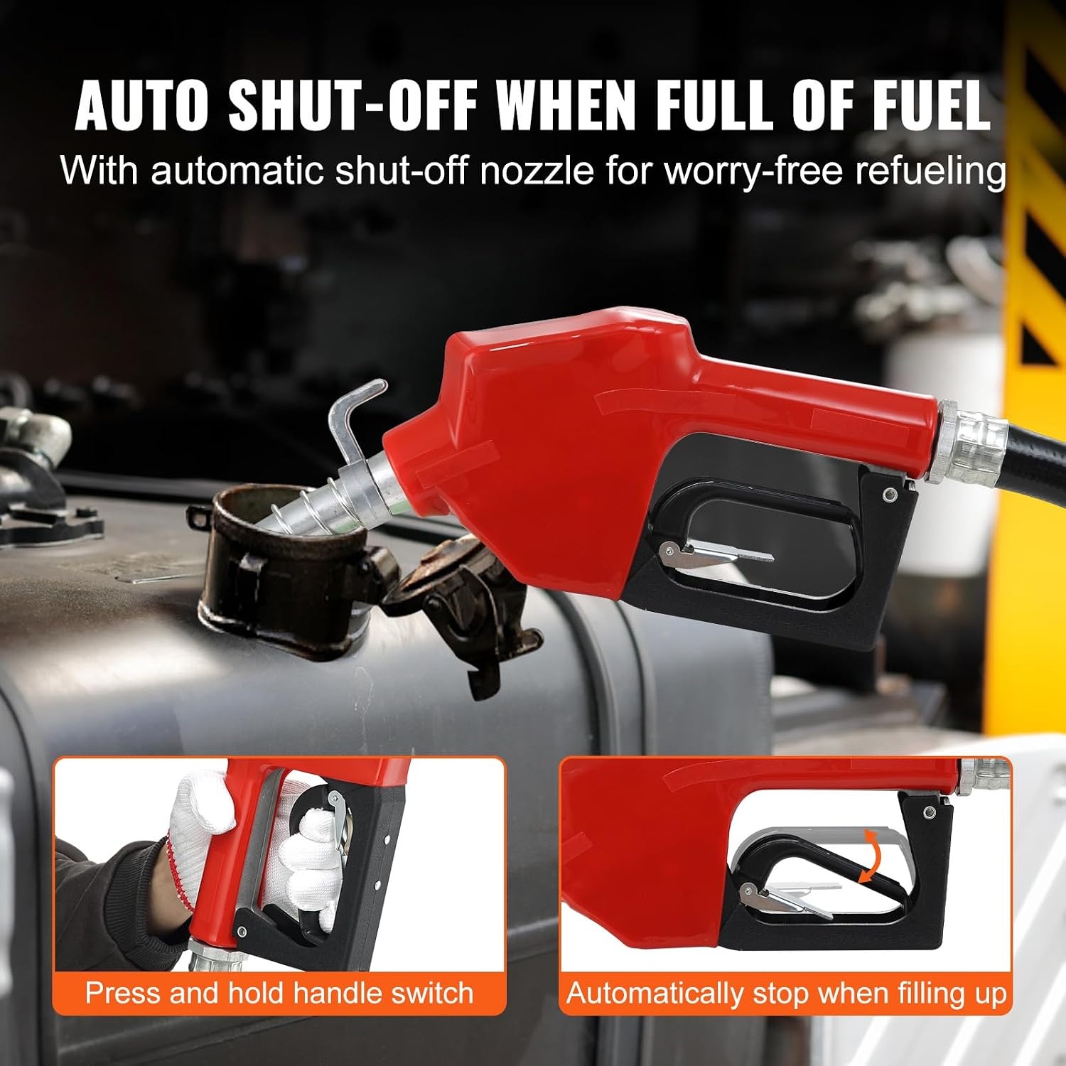 image:imageVEVOR Fuel Transfer Pump 12V DC 20 GPM 14 HP Gasoline Extractor Pump with Automatic Nozzle Discharge Hose amp Suction Pipe for Gasoline Diesel Kerosene Ethanol amp Methanol Blends and Biodiesel12V 16GPM with Accessories