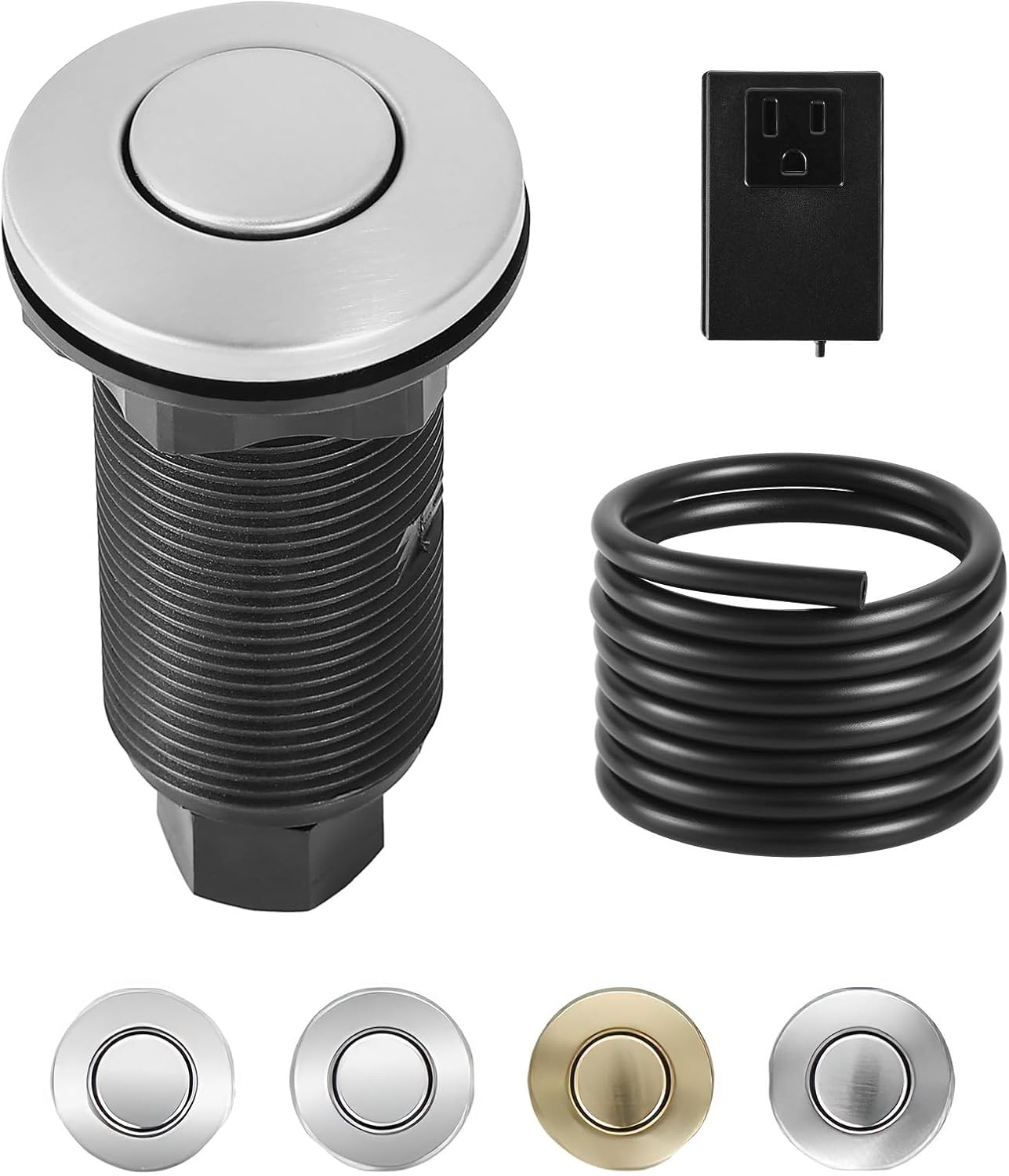 image:imageVEVOR Garbage Disposal Air Switch Kit 25 Sink Top Air Switch for Food Waste Disposal Brushed Silver Stainless Steel ONOFF Air Button for Waste Disposer Suitable for Stainless Steel CountertopsBrushed Silver