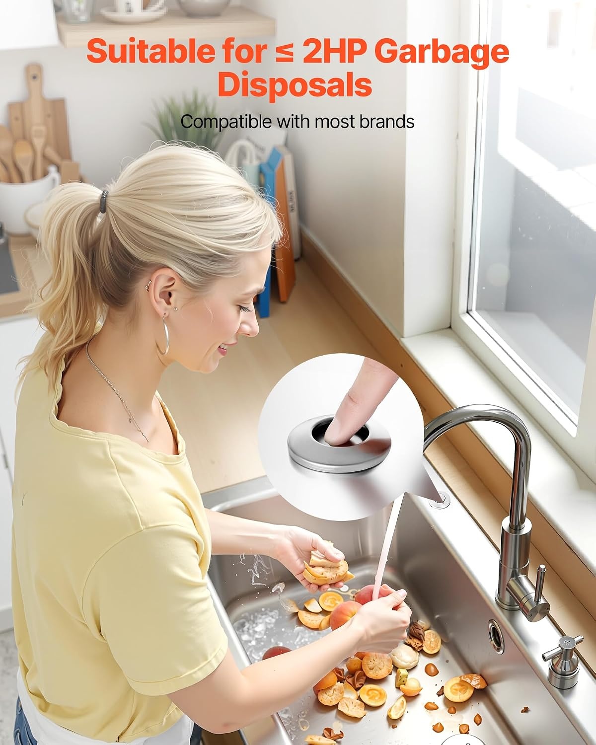 image:imageVEVOR Garbage Disposal Air Switch Kit 25 Sink Top Air Switch for Food Waste Disposal Brushed Silver Stainless Steel ONOFF Air Button for Waste Disposer Suitable for Stainless Steel CountertopsBrushed Silver