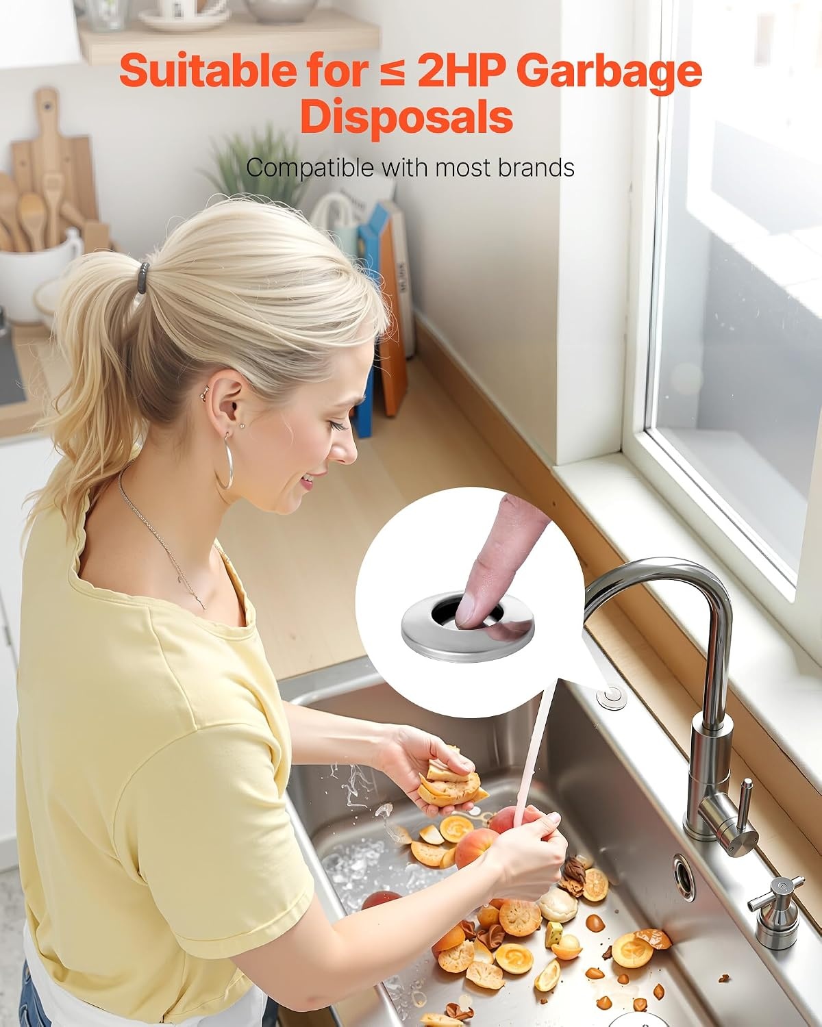 image:imageVEVOR Garbage Disposal Air Switch Kit 25 Sink Top Air Switch for Food Waste Disposal Polished Stainless Steel ONOFF Air Push Button for Waste Disposer Suitable for Stainless Steel Countertops