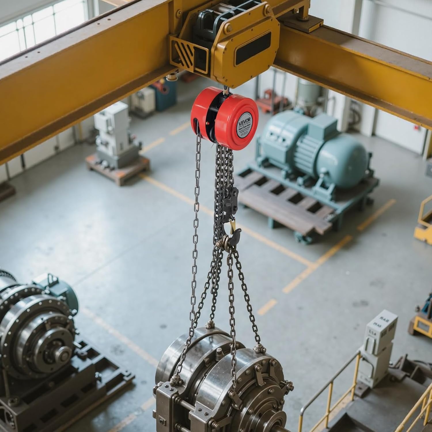 image:imageVEVOR Hand Chain Hoist 1 Ton 2200 lbs Capacity Manual Chain Block with Upgrade G70 Galvanized Chain 10 ft Lifting Height Heavy Duty Pulley Hoist for Garage Warehouse Automotive Machinery RedRed