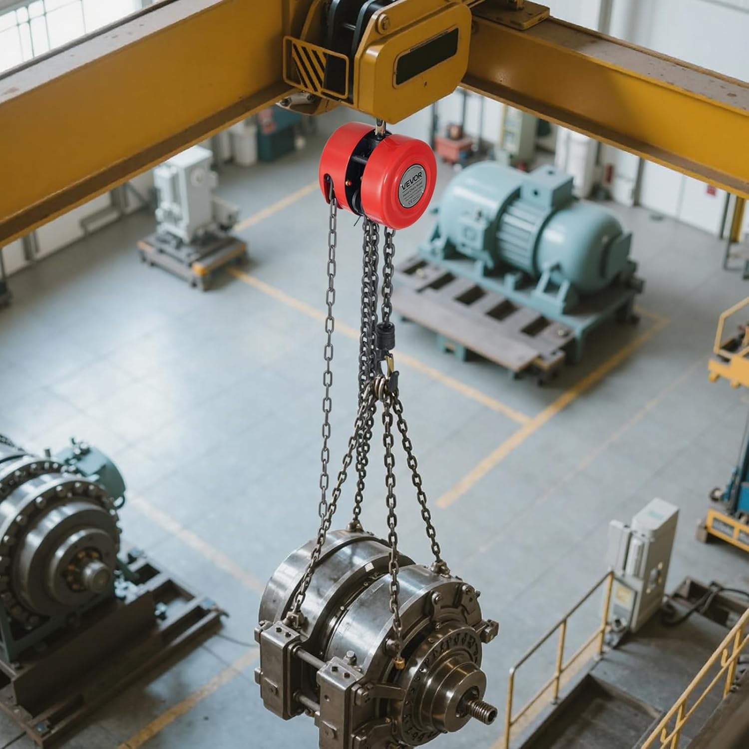 image:imageVEVOR Hand Chain Hoist 1 Ton 2200 lbs Capacity Manual Chain Block with Upgrade G70 Galvanized Chain 10 ft Lifting Height Heavy Duty Pulley Hoist for Garage Warehouse Automotive Machinery RedRed