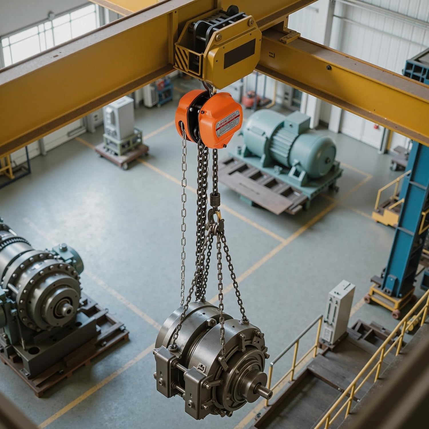 image:imageVEVOR Hand Chain Hoist 12 Ton 1100 lbs Capacity Manual Chain Block with Upgrade G80 Galvanized Chain 10 ft Lifting Height Heavy Duty Pulley Hoist for Garage Warehouse Automotive Machinery Orange12T 10FT