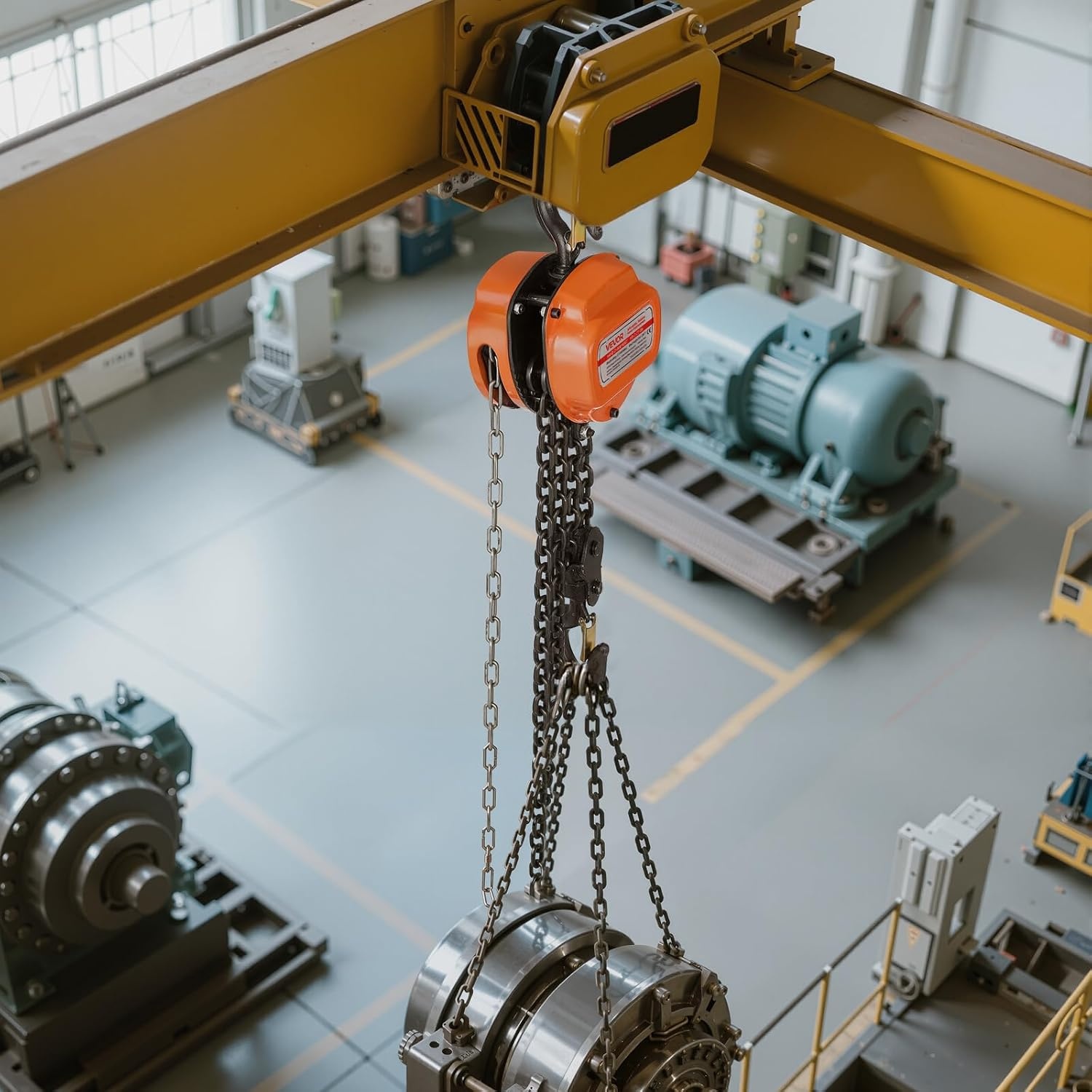 image:imageVEVOR Hand Chain Hoist 12 Ton 1100 lbs Capacity Manual Chain Block with Upgrade G80 Galvanized Chain 10 ft Lifting Height Heavy Duty Pulley Hoist for Garage Warehouse Automotive Machinery Orange3T 20FT