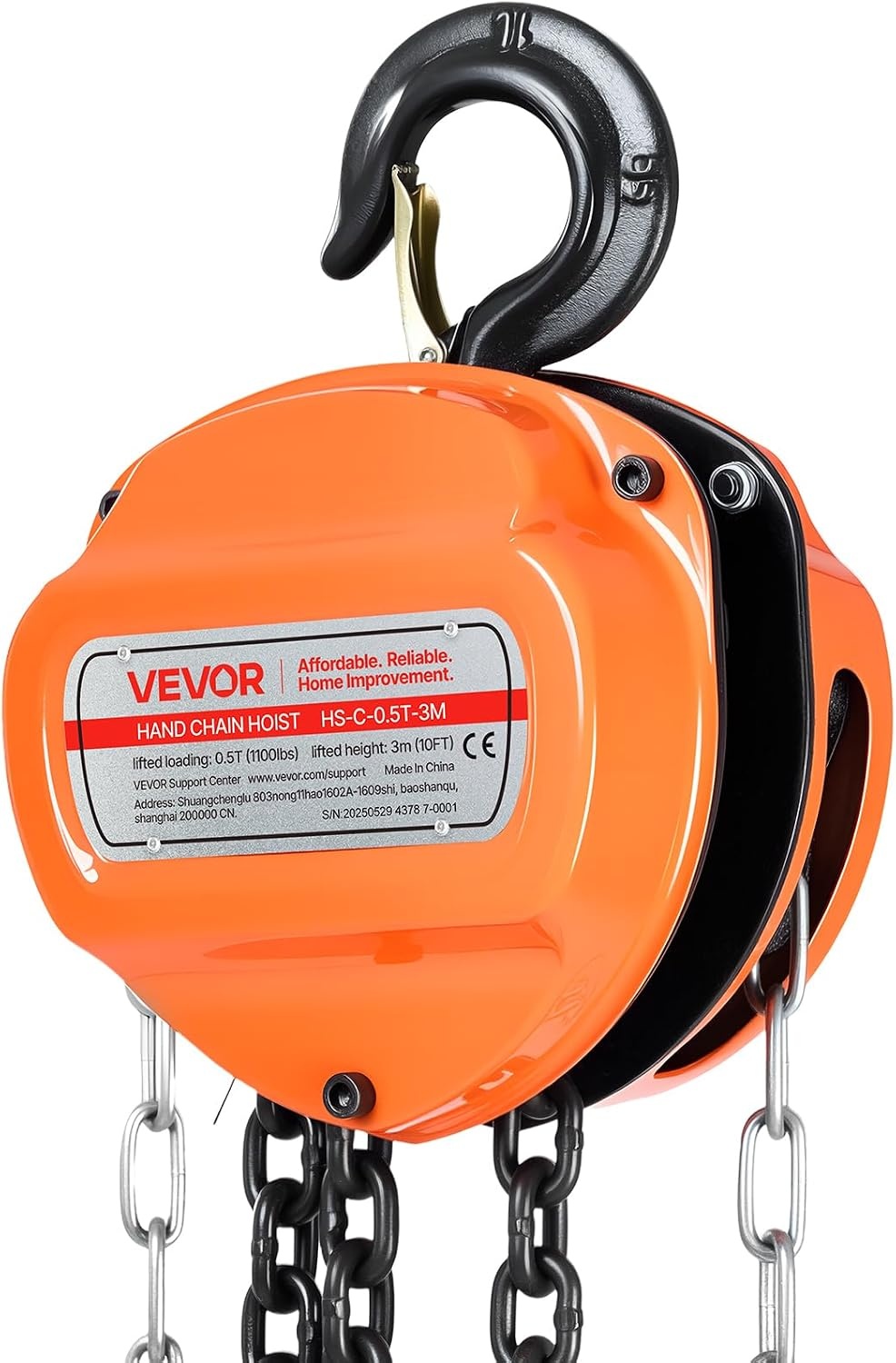 image:imageVEVOR Hand Chain Hoist 12 Ton 1100 lbs Capacity Manual Chain Block with Upgrade G80 Galvanized Chain 10 ft Lifting Height Heavy Duty Pulley Hoist for Garage Warehouse Automotive Machinery Orange12T 10FT