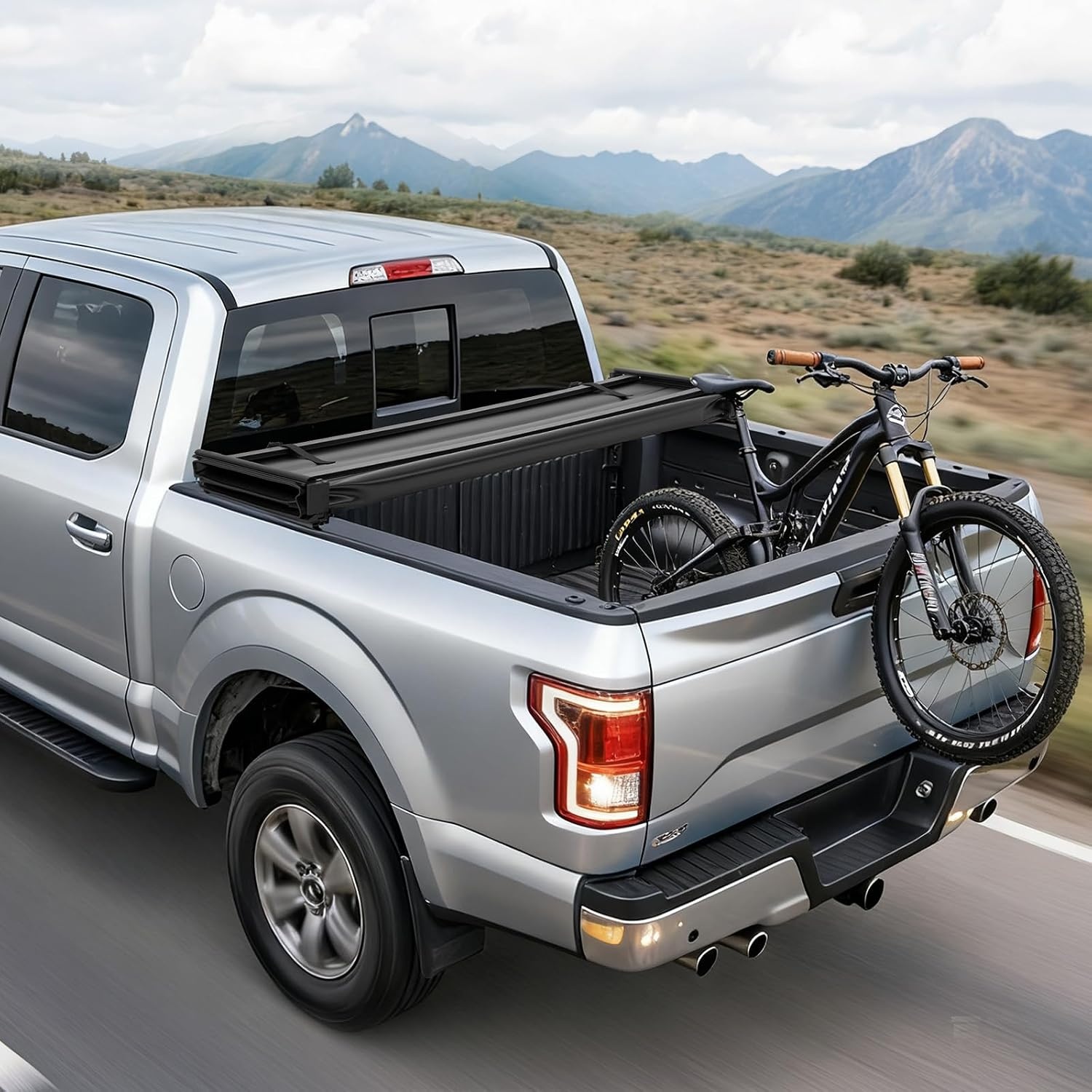 image:imageVEVOR Hard TriFold Truck Bed Tonneau Cover Compatible with 20192025 Dodge Ram 1500 56 ft 674 in Bed Waterproof LowProfile Hard Folding Truck Tonneau Cover with Aluminum Alloy Support Bar57ft