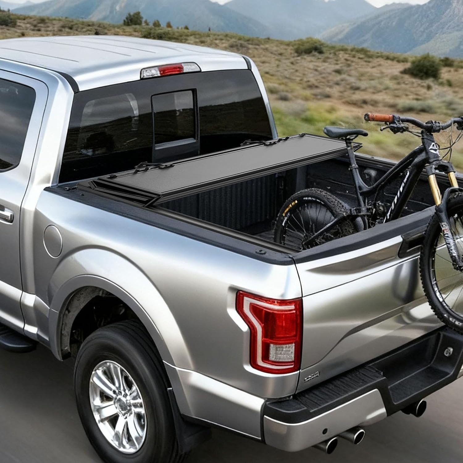 image:imageVEVOR Hard TriFold Truck Bed Tonneau Cover Compatible with 20192025 Dodge Ram 1500 56 ft 674 in Bed Waterproof LowProfile Hard Folding Truck Tonneau Cover with Aluminum Alloy Support Bar56ft