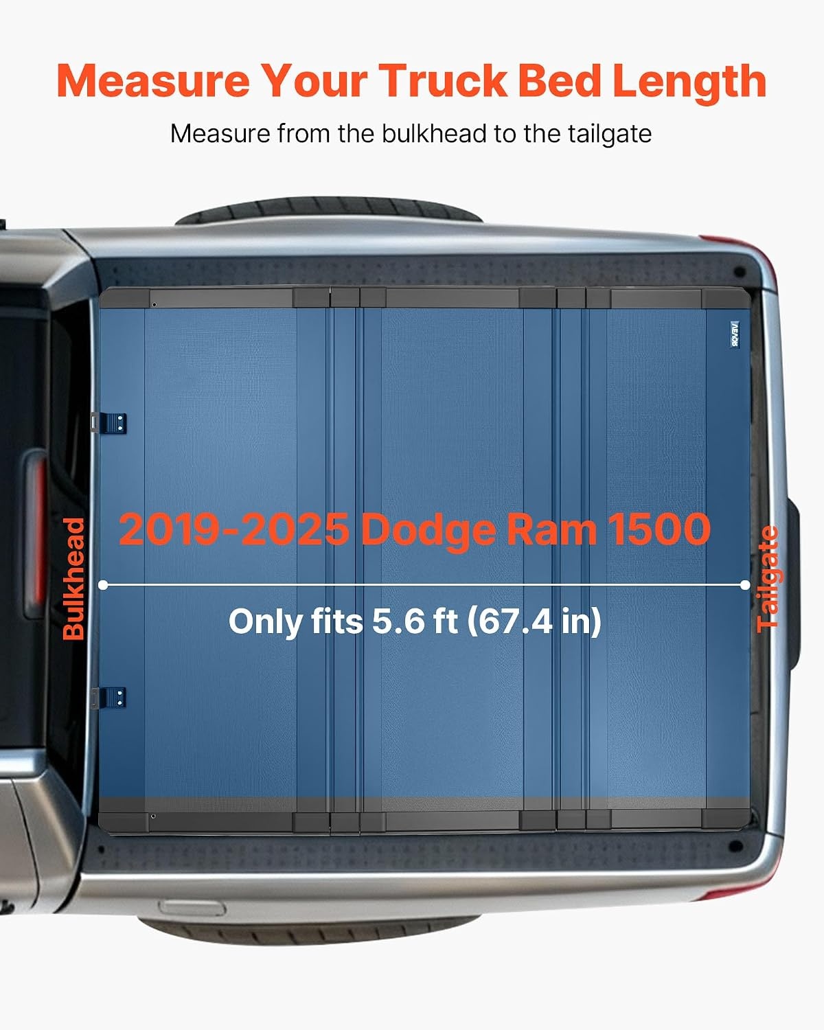 image:imageVEVOR Hard TriFold Truck Bed Tonneau Cover Compatible with 20192025 Dodge Ram 1500 56 ft 674 in Bed Waterproof LowProfile Hard Folding Truck Tonneau Cover with Aluminum Alloy Support Bar56ft