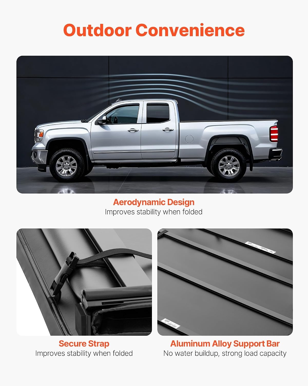 image:imageVEVOR Hard TriFold Truck Bed Tonneau Cover Compatible with 20192025 Dodge Ram 1500 56 ft 674 in Bed Waterproof LowProfile Hard Folding Truck Tonneau Cover with Aluminum Alloy Support Bar64ft