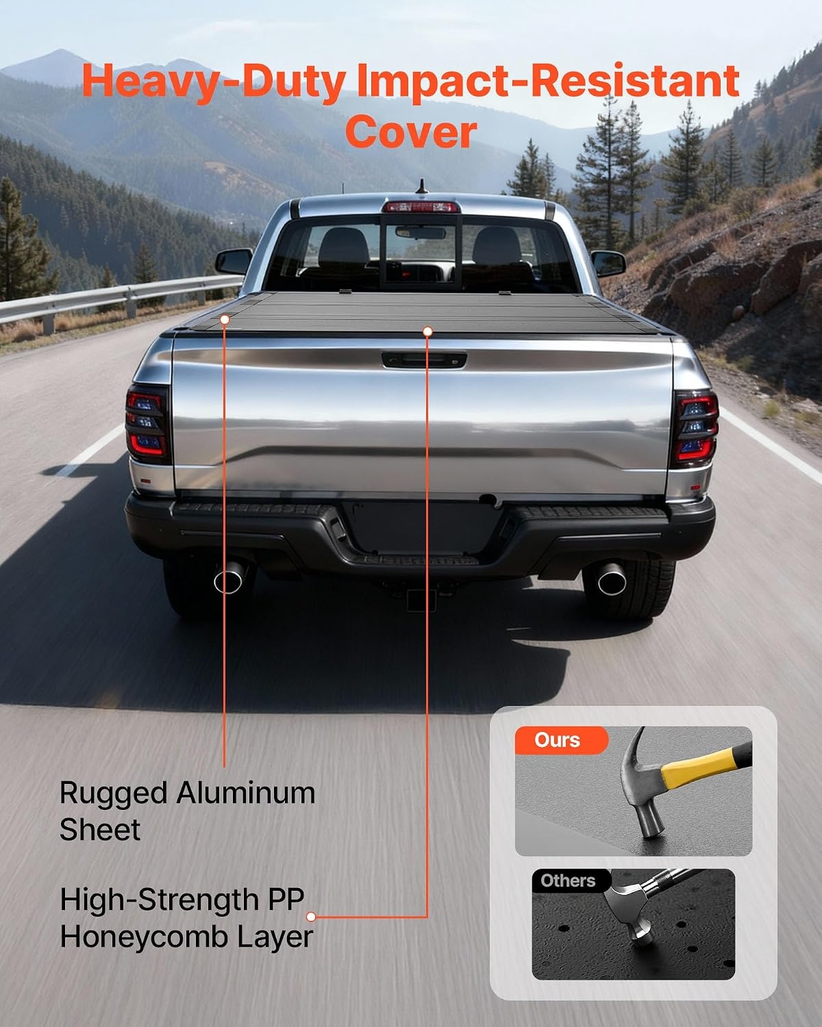 image:imageVEVOR Hard TriFold Truck Bed Tonneau Cover Compatible with 20192025 Dodge Ram 1500 56 ft 674 in Bed Waterproof LowProfile Hard Folding Truck Tonneau Cover with Aluminum Alloy Support Bar56ft