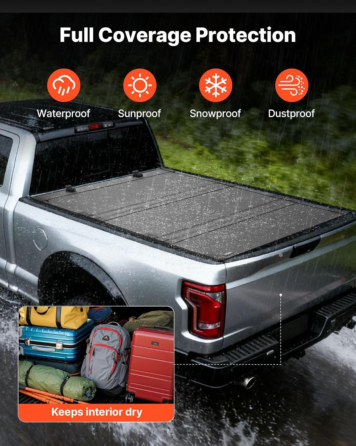 image:imageVEVOR Hard TriFold Truck Bed Tonneau Cover Compatible with 20192025 Dodge Ram 1500 56 ft 674 in Bed Waterproof LowProfile Hard Folding Truck Tonneau Cover with Aluminum Alloy Support Bar56ft