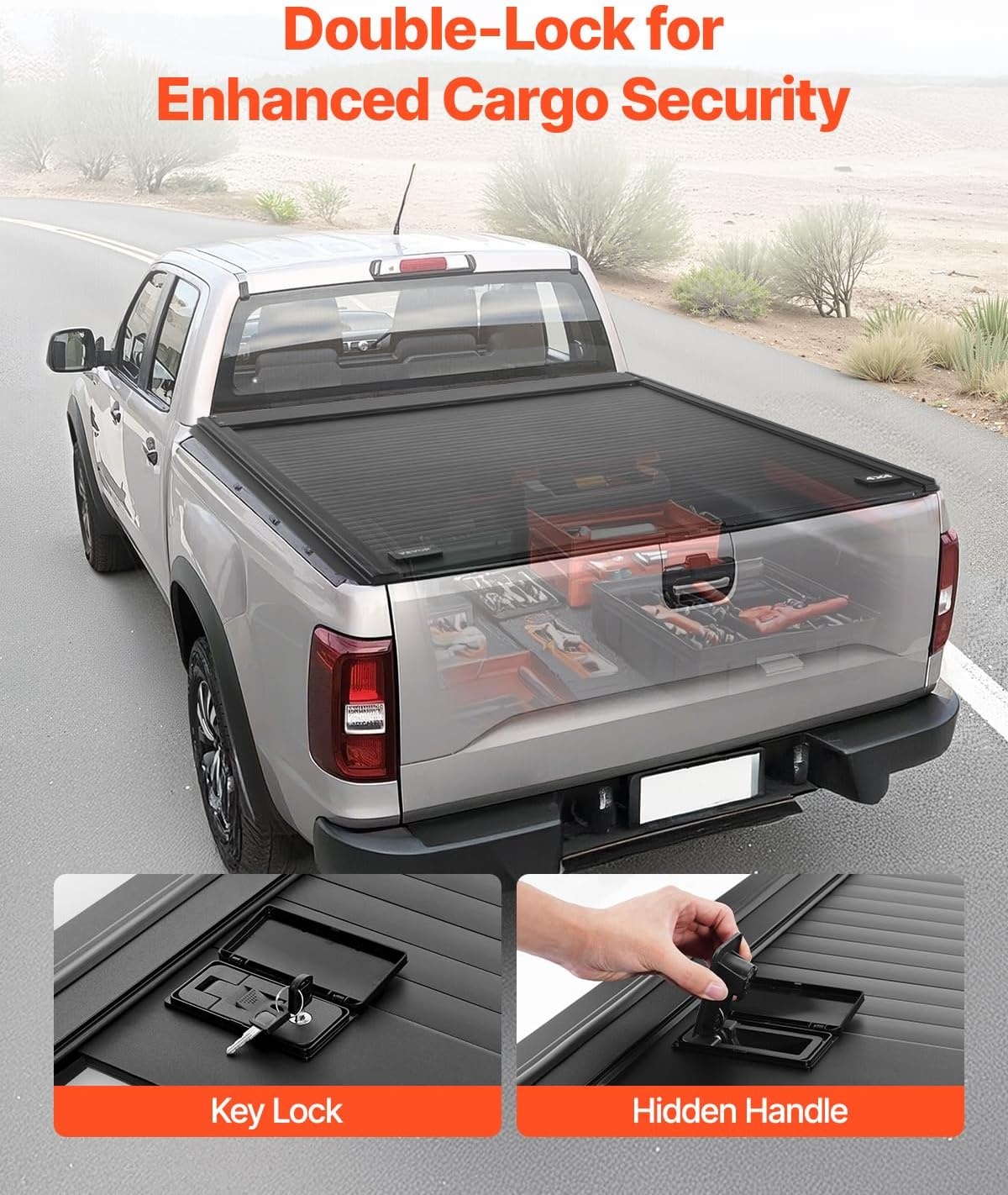 image:imageVEVOR Hard TriFold Truck Bed Tonneau Cover Compatible with 20192025 Dodge Ram 1500 56 ft 674 in Bed Waterproof LowProfile Hard Folding Truck Tonneau Cover with Aluminum Alloy Support Bar57ft