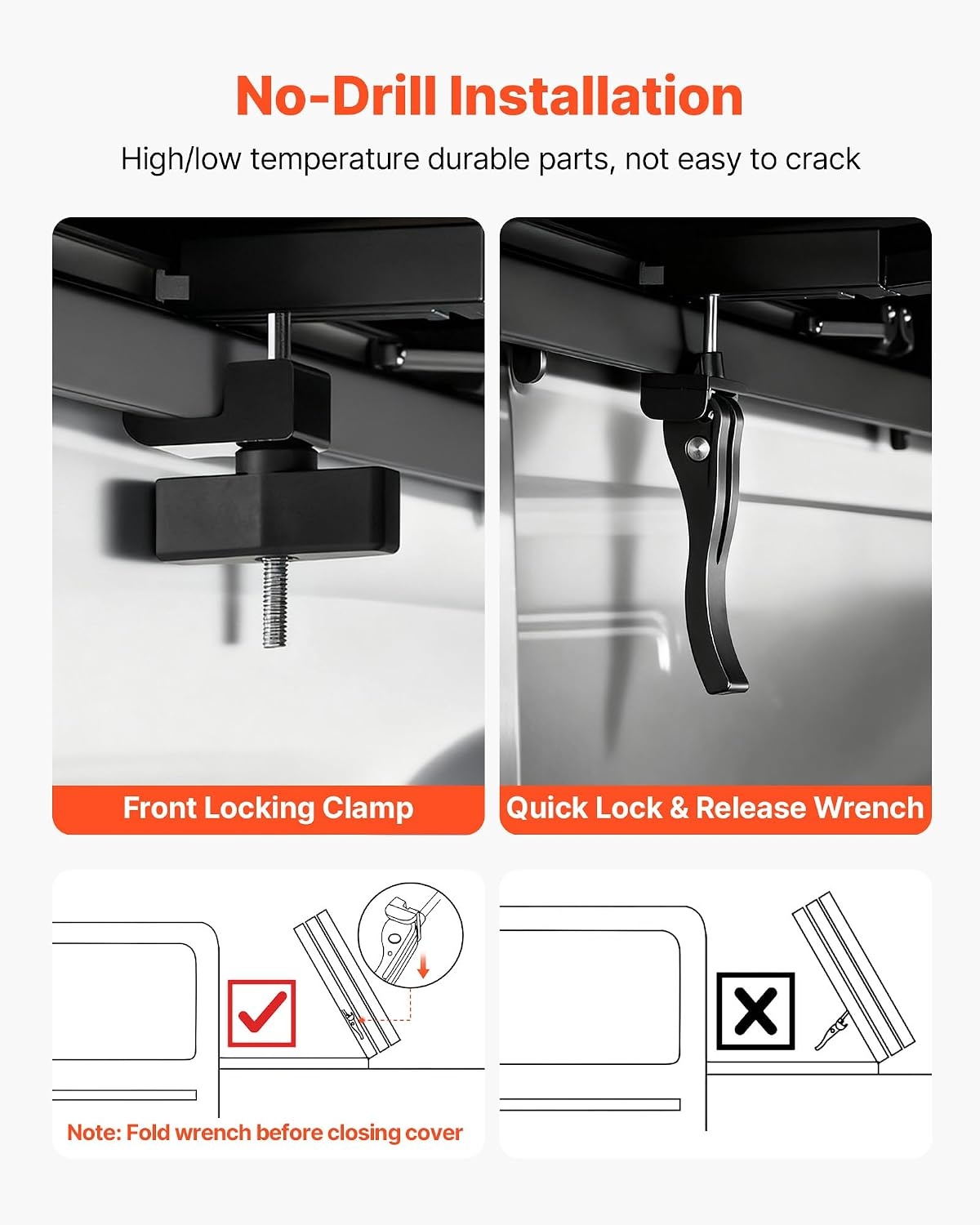image:imageVEVOR Hard TriFold Truck Bed Tonneau Cover Compatible with 20192025 Dodge Ram 1500 56 ft 674 in Bed Waterproof LowProfile Hard Folding Truck Tonneau Cover with Aluminum Alloy Support Bar64ft
