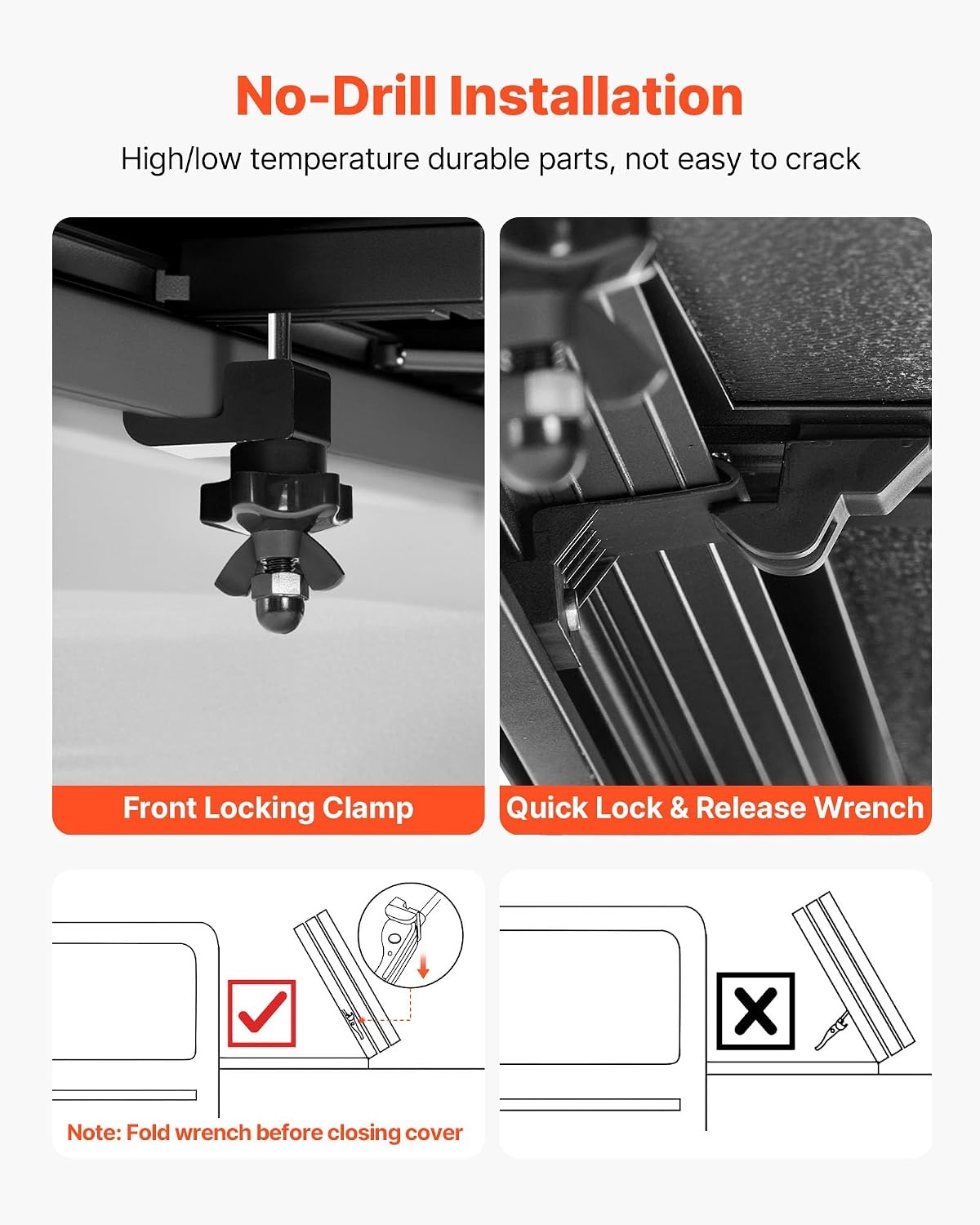 image:imageVEVOR Hard TriFold Truck Bed Tonneau Cover Compatible with 20192025 Dodge Ram 1500 56 ft 674 in Bed Waterproof LowProfile Hard Folding Truck Tonneau Cover with Aluminum Alloy Support Bar56ft