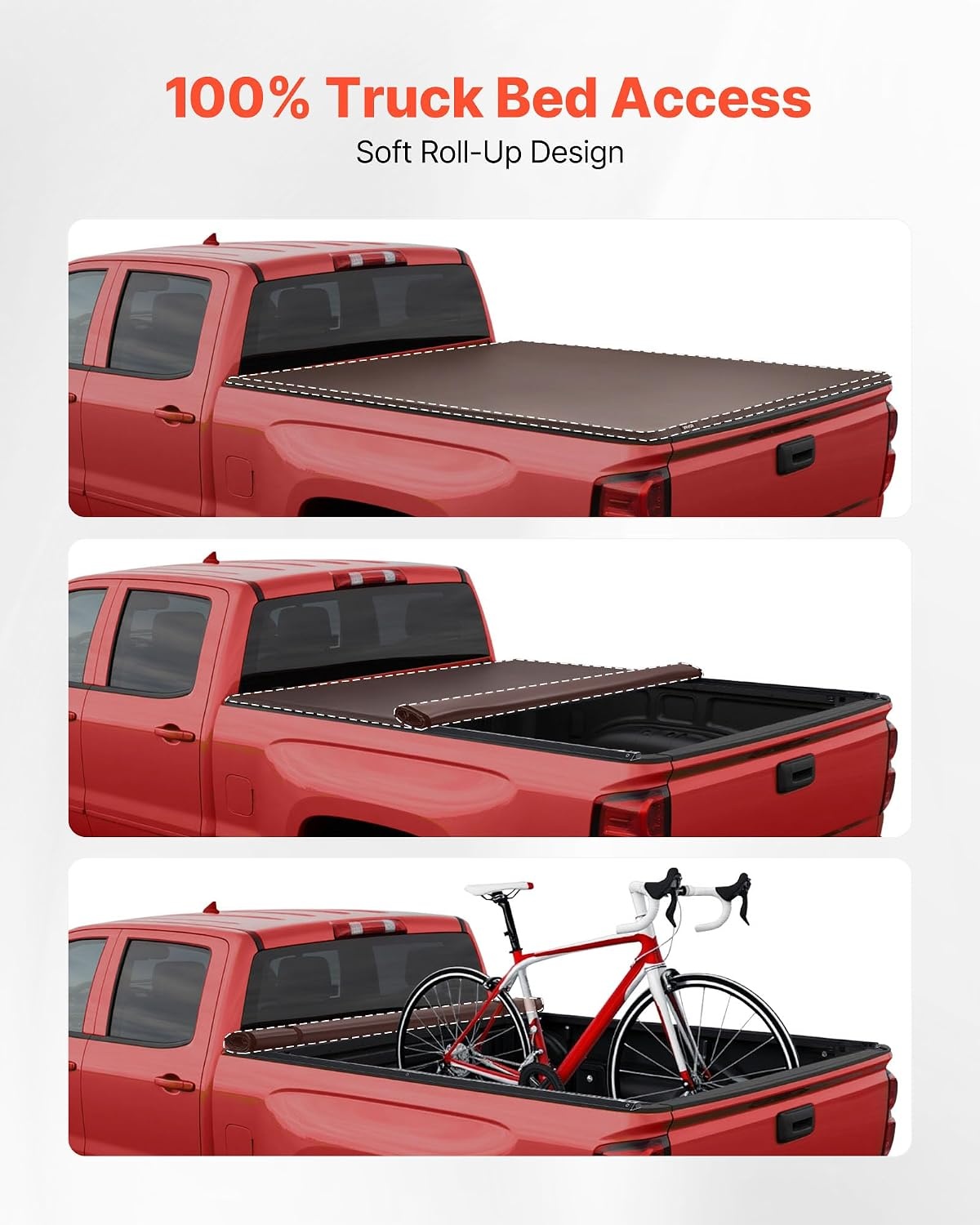 image:imageVEVOR Hard TriFold Truck Bed Tonneau Cover Compatible with 20192025 Dodge Ram 1500 56 ft 674 in Bed Waterproof LowProfile Hard Folding Truck Tonneau Cover with Aluminum Alloy Support Bar64ft