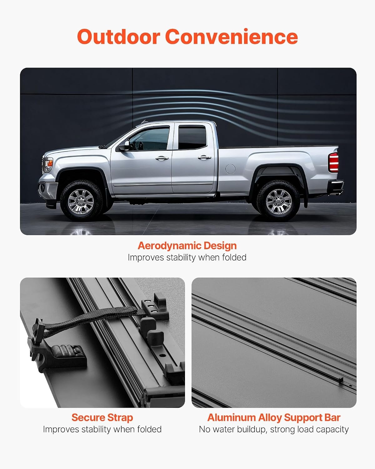 image:imageVEVOR Hard TriFold Truck Bed Tonneau Cover Compatible with 20192025 Dodge Ram 1500 56 ft 674 in Bed Waterproof LowProfile Hard Folding Truck Tonneau Cover with Aluminum Alloy Support Bar56ft