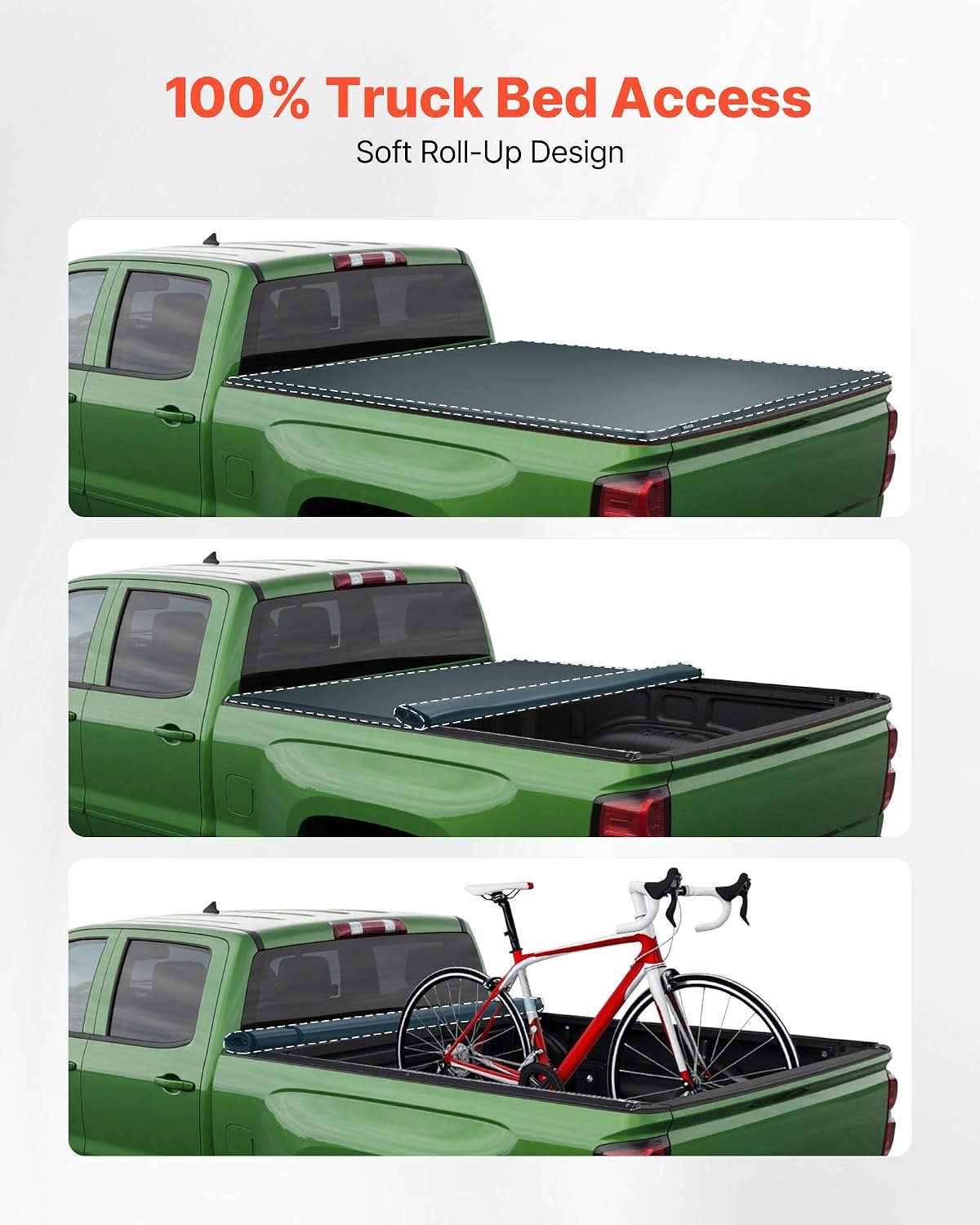image:imageVEVOR Hard TriFold Truck Bed Tonneau Cover Compatible with 20192025 Dodge Ram 1500 56 ft 674 in Bed Waterproof LowProfile Hard Folding Truck Tonneau Cover with Aluminum Alloy Support Bar57ft