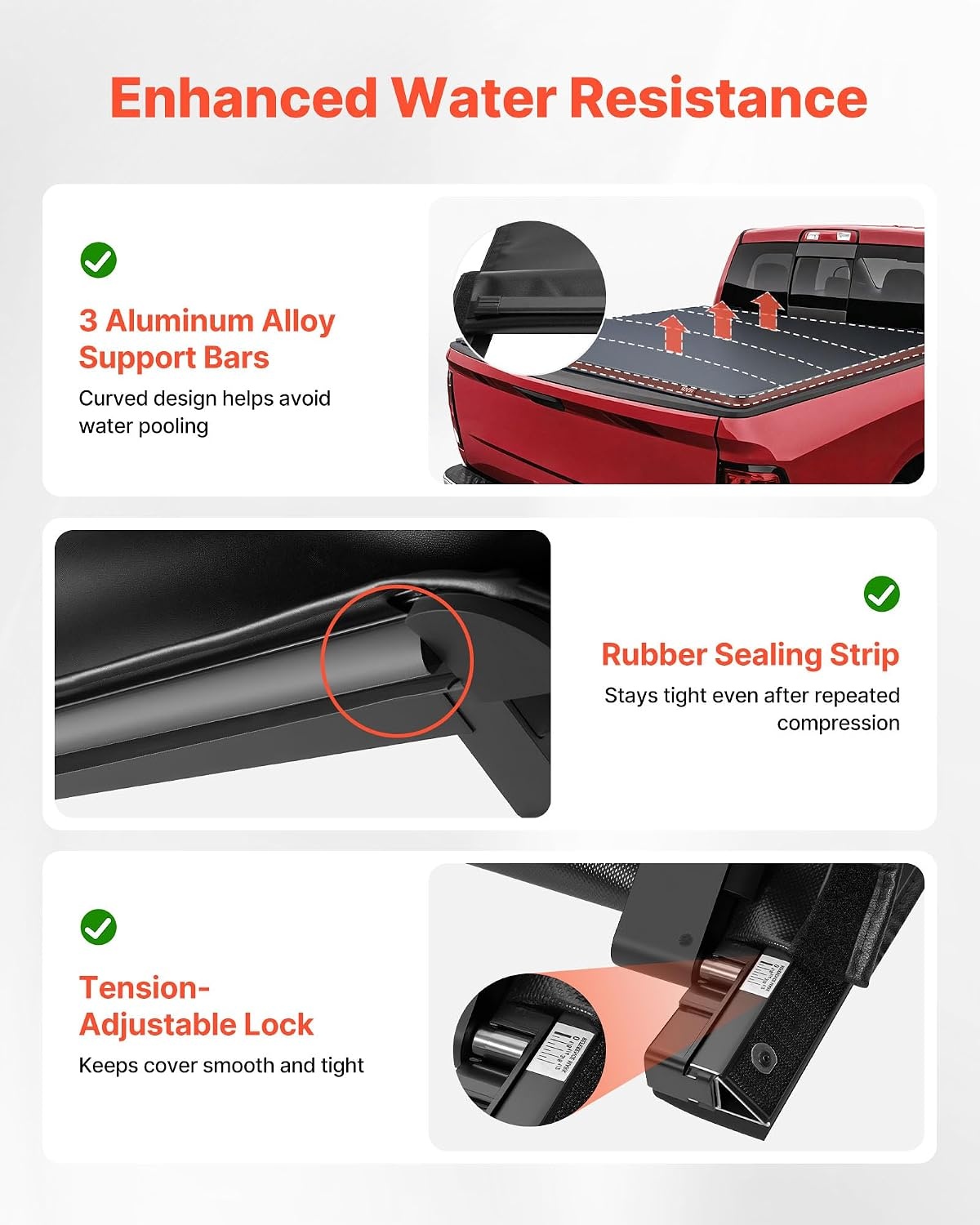 image:imageVEVOR Hard TriFold Truck Bed Tonneau Cover Compatible with 20192025 Dodge Ram 1500 56 ft 674 in Bed Waterproof LowProfile Hard Folding Truck Tonneau Cover with Aluminum Alloy Support Bar64ft