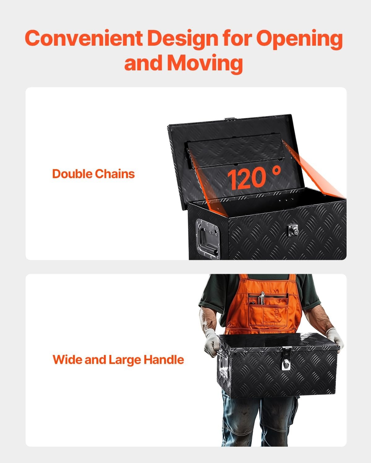 image:imageVEVOR Heavy Duty Aluminum Truck Bed Tool Box Diamond Plate Tool Box with Side Handle and Lock Keys Storage Tool Box Chest Box Organizer for Pickup Truck Bed RV Trailer 30x13x96 SilverBlack