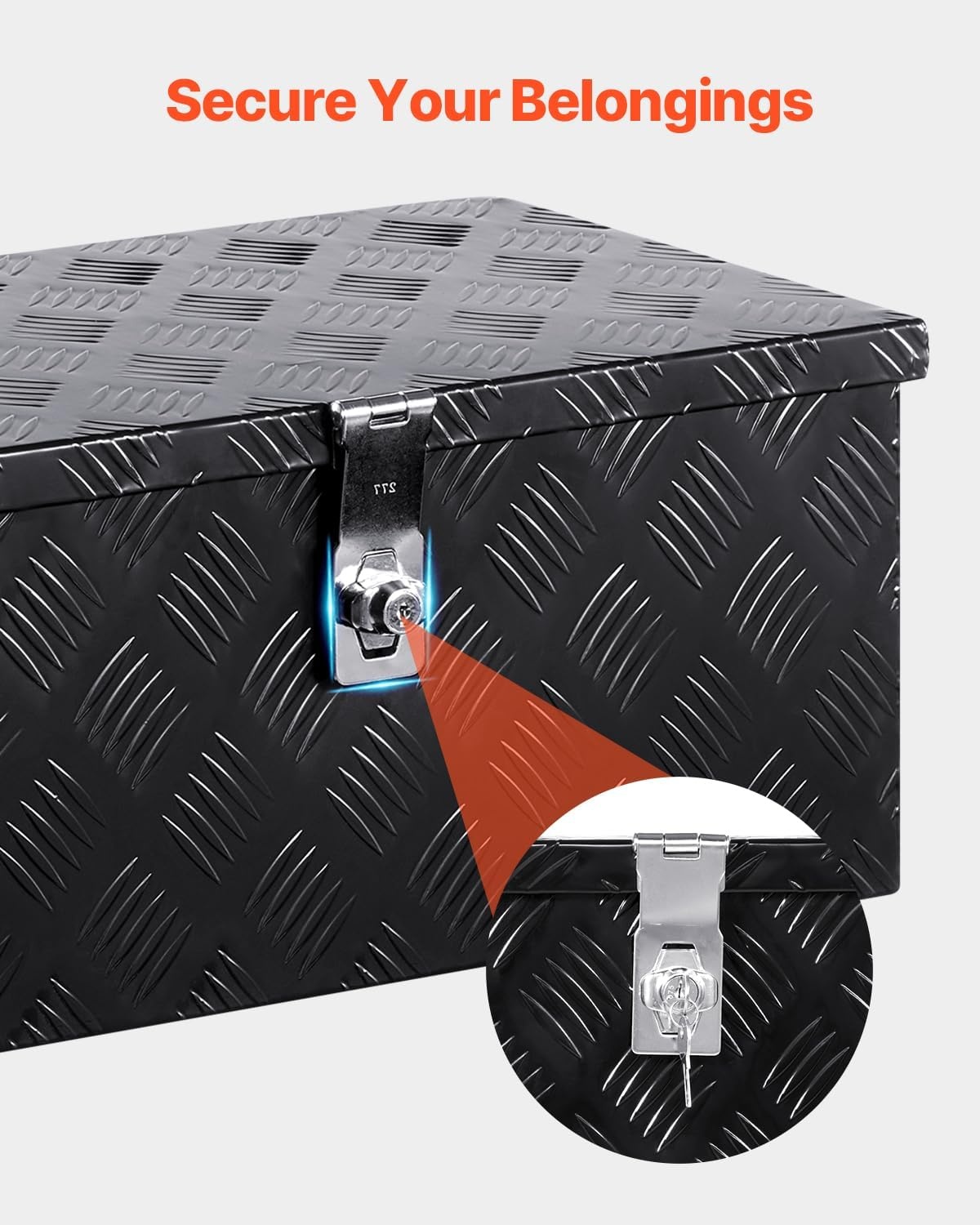 image:imageVEVOR Heavy Duty Aluminum Truck Bed Tool Box Diamond Plate Tool Box with Side Handle and Lock Keys Storage Tool Box Chest Box Organizer for Pickup Truck Bed RV Trailer 30x13x96 SilverBlack