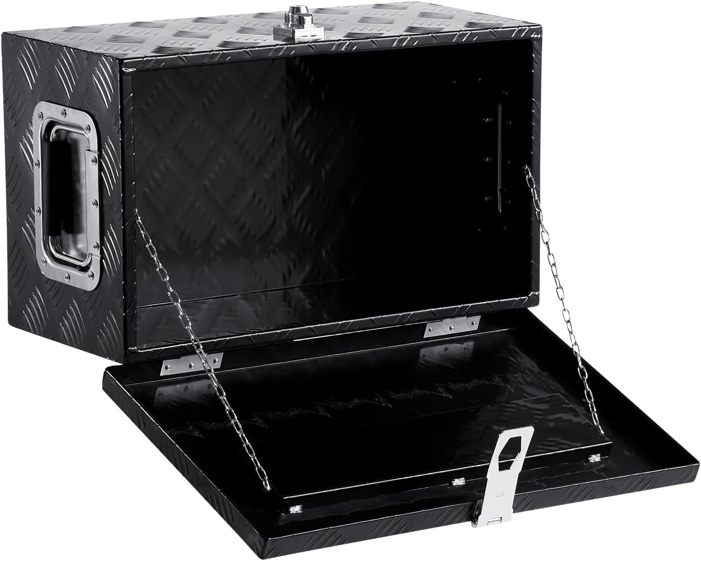 image:imageVEVOR Heavy Duty Aluminum Truck Bed Tool Box Diamond Plate Tool Box with Side Handle and Lock Keys Storage Tool Box Chest Box Organizer for Pickup Truck Bed RV Trailer 30x13x96 SilverBlack
