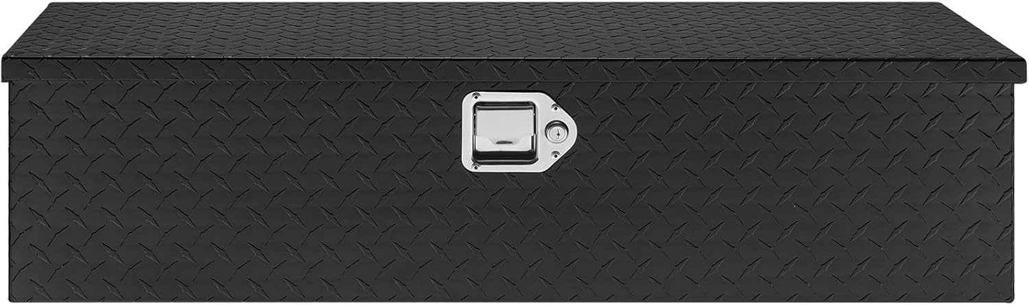 image:imageVEVOR Heavy Duty Aluminum Truck Bed Tool Box Diamond Plate Tool Box with Side Handle and Lock Keys Storage Tool Box Chest Box Organizer for Pickup Truck Bed RV Trailer 30x13x96 SilverBlack