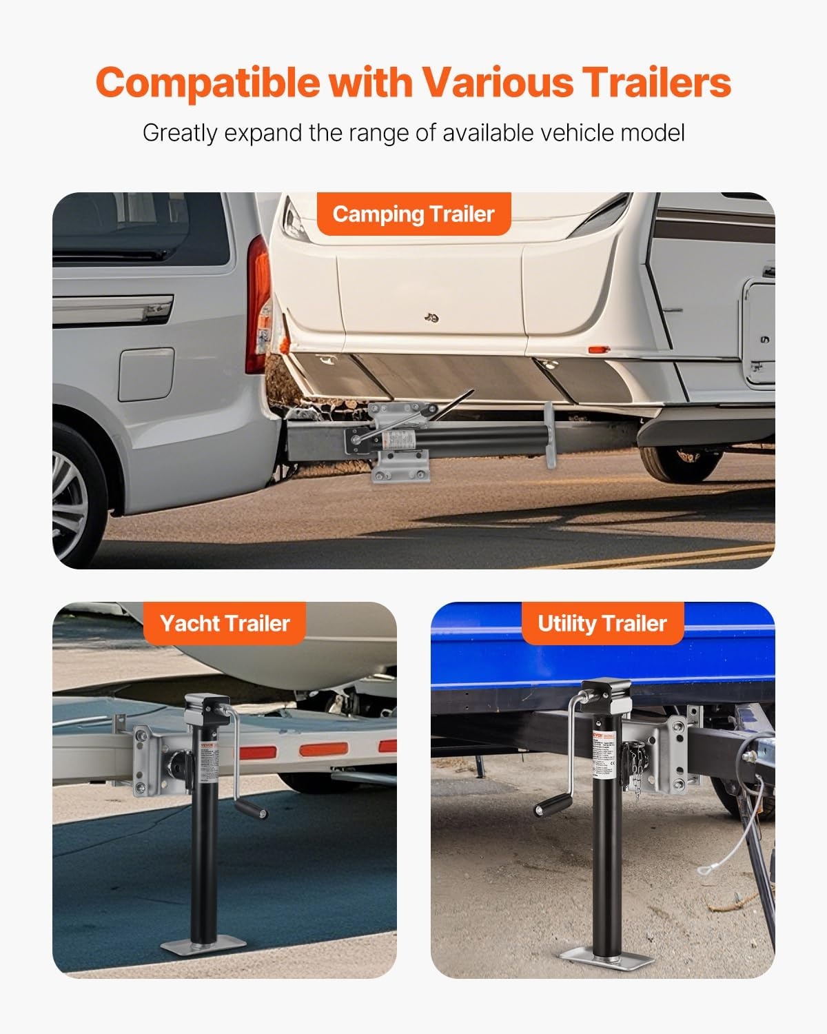 image:imageVEVOR Heavy Duty Swivel Trailer Jack 8000 lbs Static Load Capacity 285 Lift Jack Stand with Handle for RV Horse Utility and Yacht Trailers5000lbs