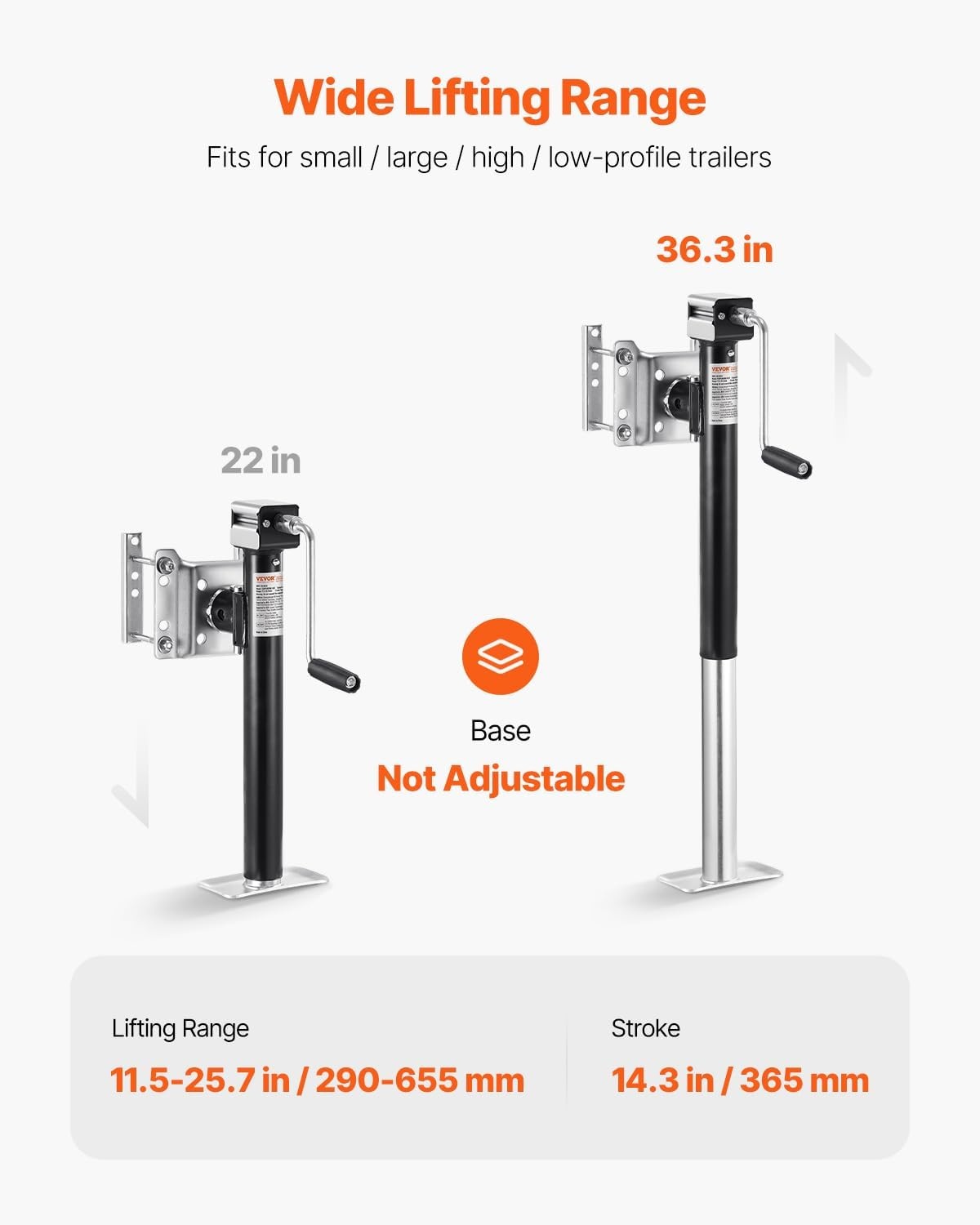 image:imageVEVOR Heavy Duty Swivel Trailer Jack 8000 lbs Static Load Capacity 285 Lift Jack Stand with Handle for RV Horse Utility and Yacht Trailers5000lbs
