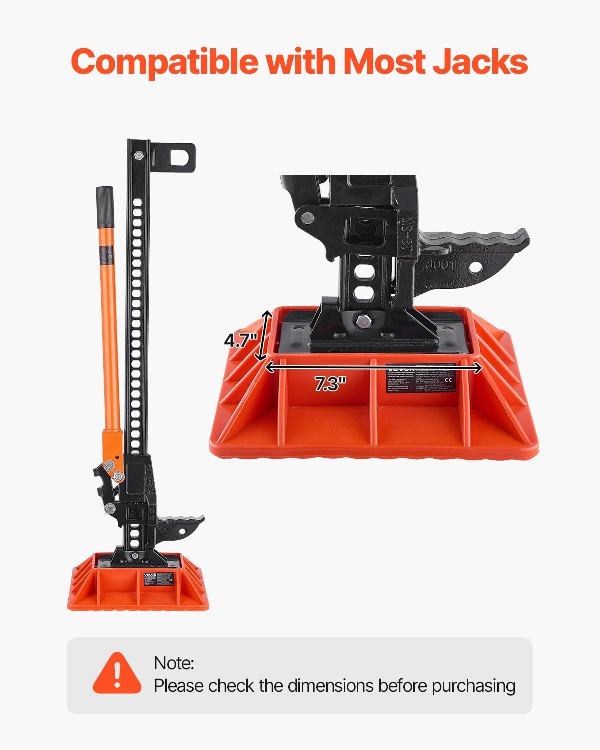 image:imageVEVOR High Lift Jack Base and Handle Keeper 116 x 116 Off Road Jack Stand Base with 7000 Pound Capacity HeavyDuty Farm Jacks Support Stand for Most Jacks with 73 x 47 Base Red