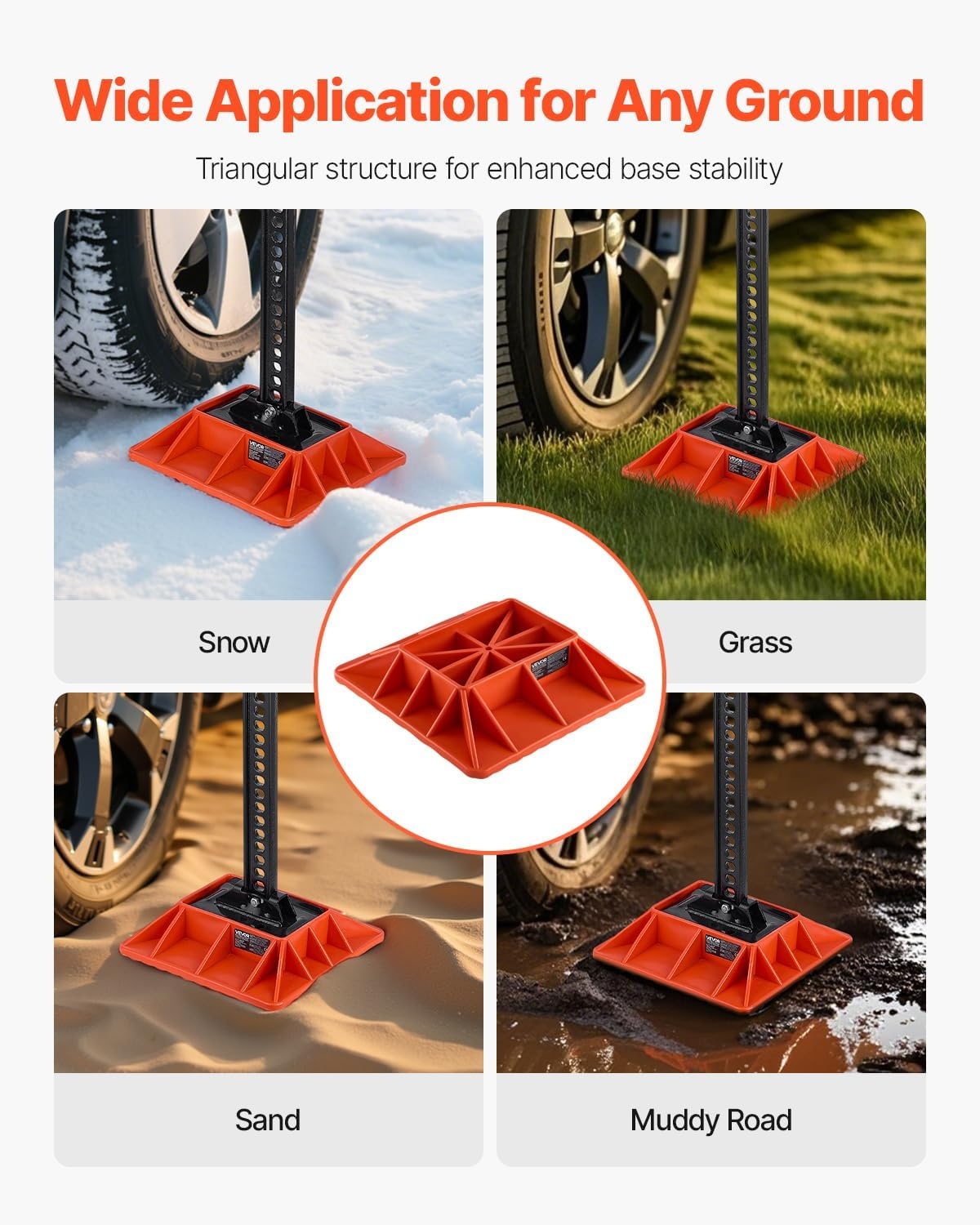 image:imageVEVOR High Lift Jack Base and Handle Keeper 116 x 116 Off Road Jack Stand Base with 7000 Pound Capacity HeavyDuty Farm Jacks Support Stand for Most Jacks with 73 x 47 Base Red