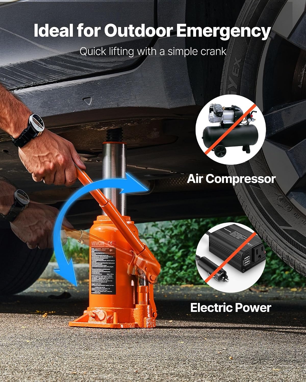 image:imageVEVOR Hydraulic Bottle Jack 20 Ton44092 lbs Low Profile Welded Bottle Jack with 669126 Lifting Range amp 3Section Long Handle for Car Pickup Truck RV Auto Repair Industrial Engineering20T Hight Profile