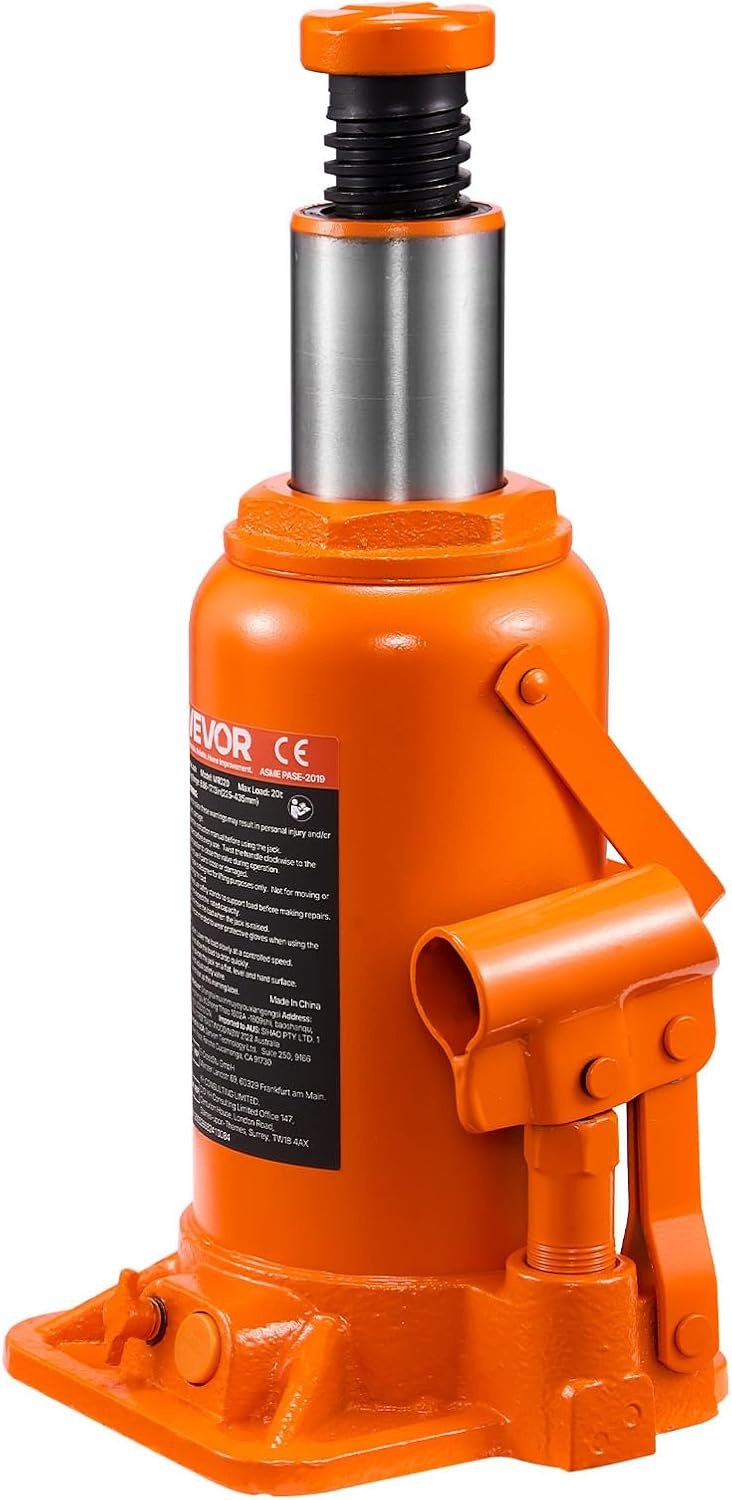 image:imageVEVOR Hydraulic Bottle Jack 20 Ton44092 lbs Low Profile Welded Bottle Jack with 669126 Lifting Range amp 3Section Long Handle for Car Pickup Truck RV Auto Repair Industrial Engineering20T Hight Profile