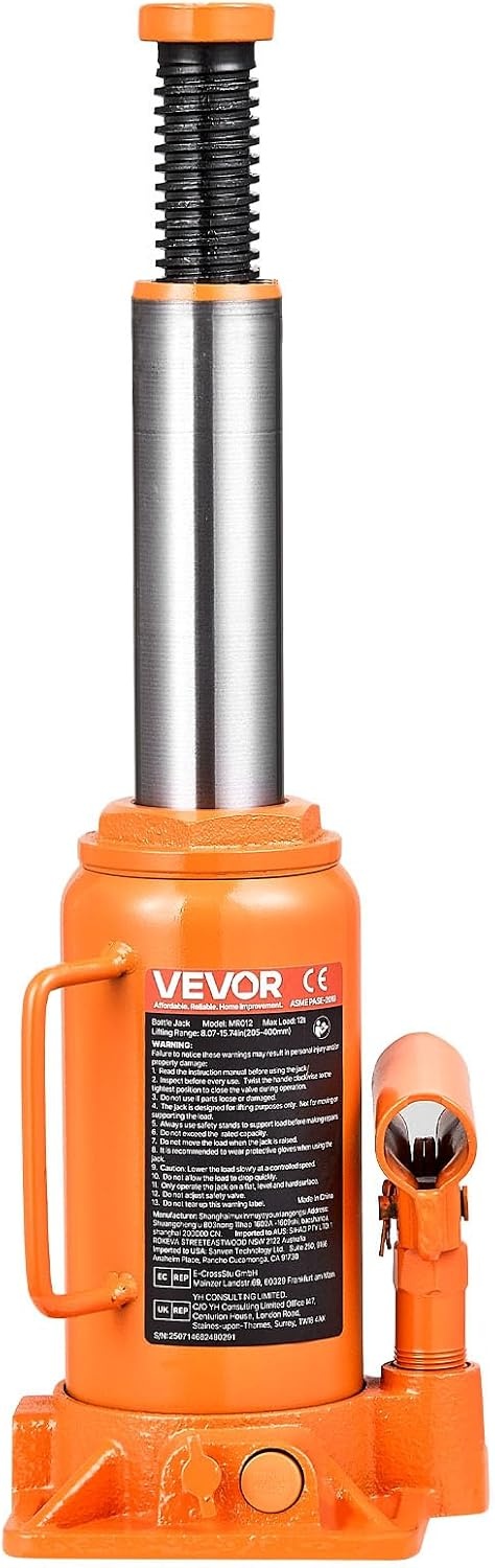 image:imageVEVOR Hydraulic Bottle Jack 20 Ton44092 lbs Low Profile Welded Bottle Jack with 669126 Lifting Range amp 3Section Long Handle for Car Pickup Truck RV Auto Repair Industrial Engineering12T