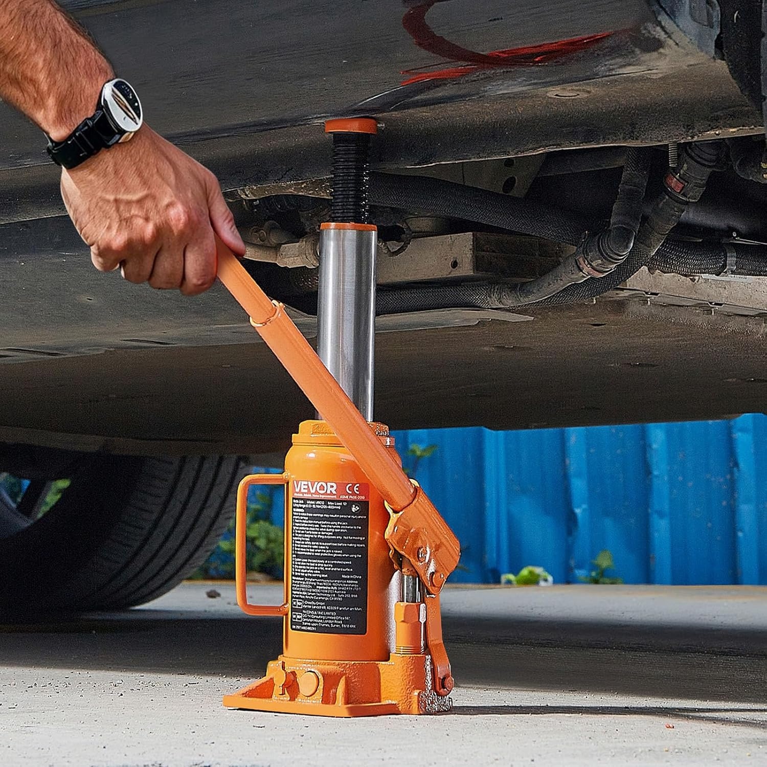 image:imageVEVOR Hydraulic Bottle Jack 20 Ton44092 lbs Low Profile Welded Bottle Jack with 669126 Lifting Range amp 3Section Long Handle for Car Pickup Truck RV Auto Repair Industrial Engineering12T