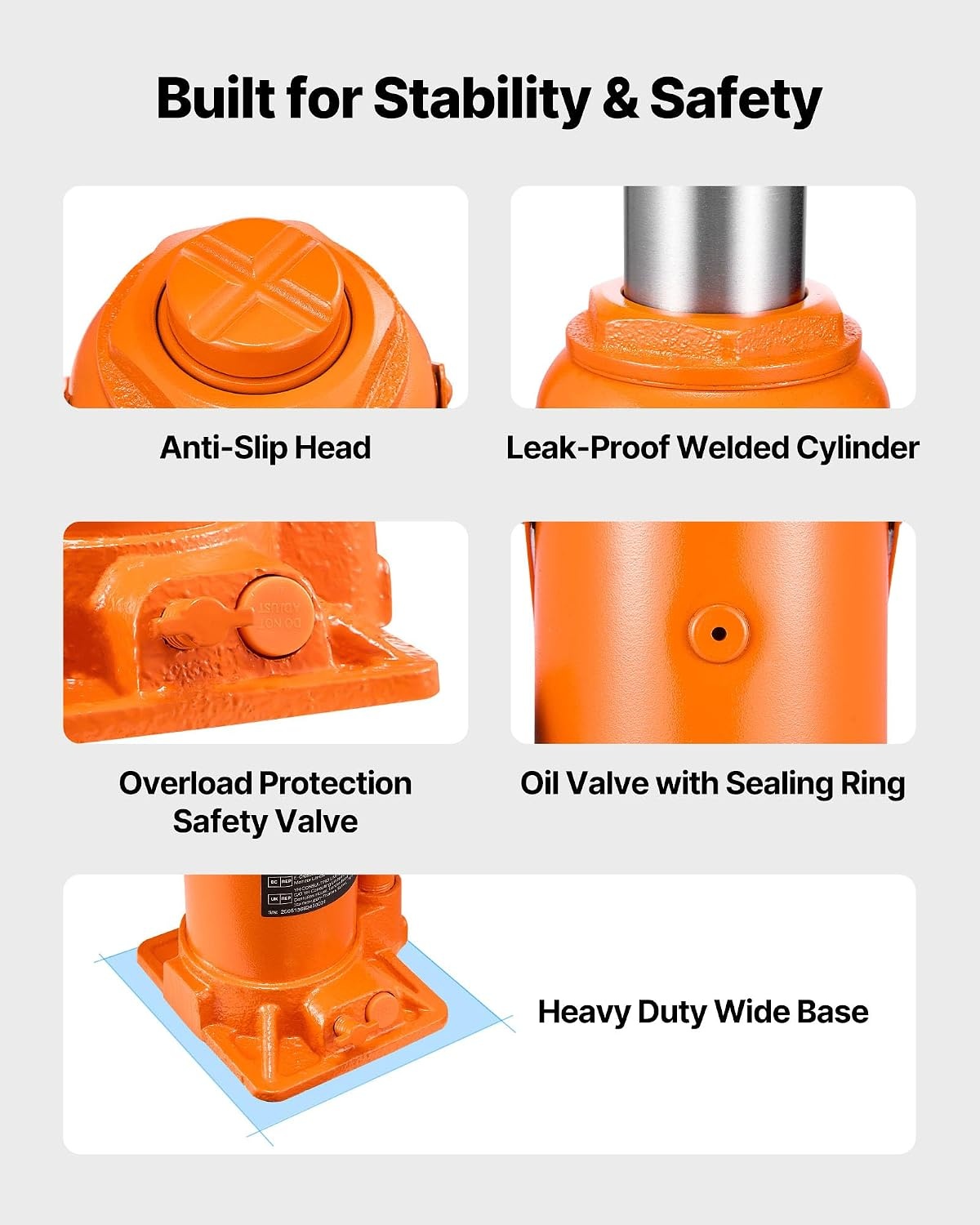 image:imageVEVOR Hydraulic Bottle Jack 20 Ton44092 lbs Low Profile Welded Bottle Jack with 669126 Lifting Range amp 3Section Long Handle for Car Pickup Truck RV Auto Repair Industrial Engineering20T Hight Profile