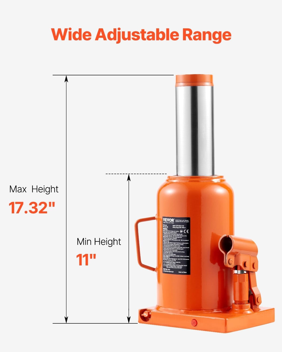 image:imageVEVOR Hydraulic Bottle Jack 30 Ton66138 lbs Welded Bottle Jack with 11221866 Lifting Range amp 3Section Long Handle for Car Pickup Truck RV Auto Repair Industrial Engineering50T